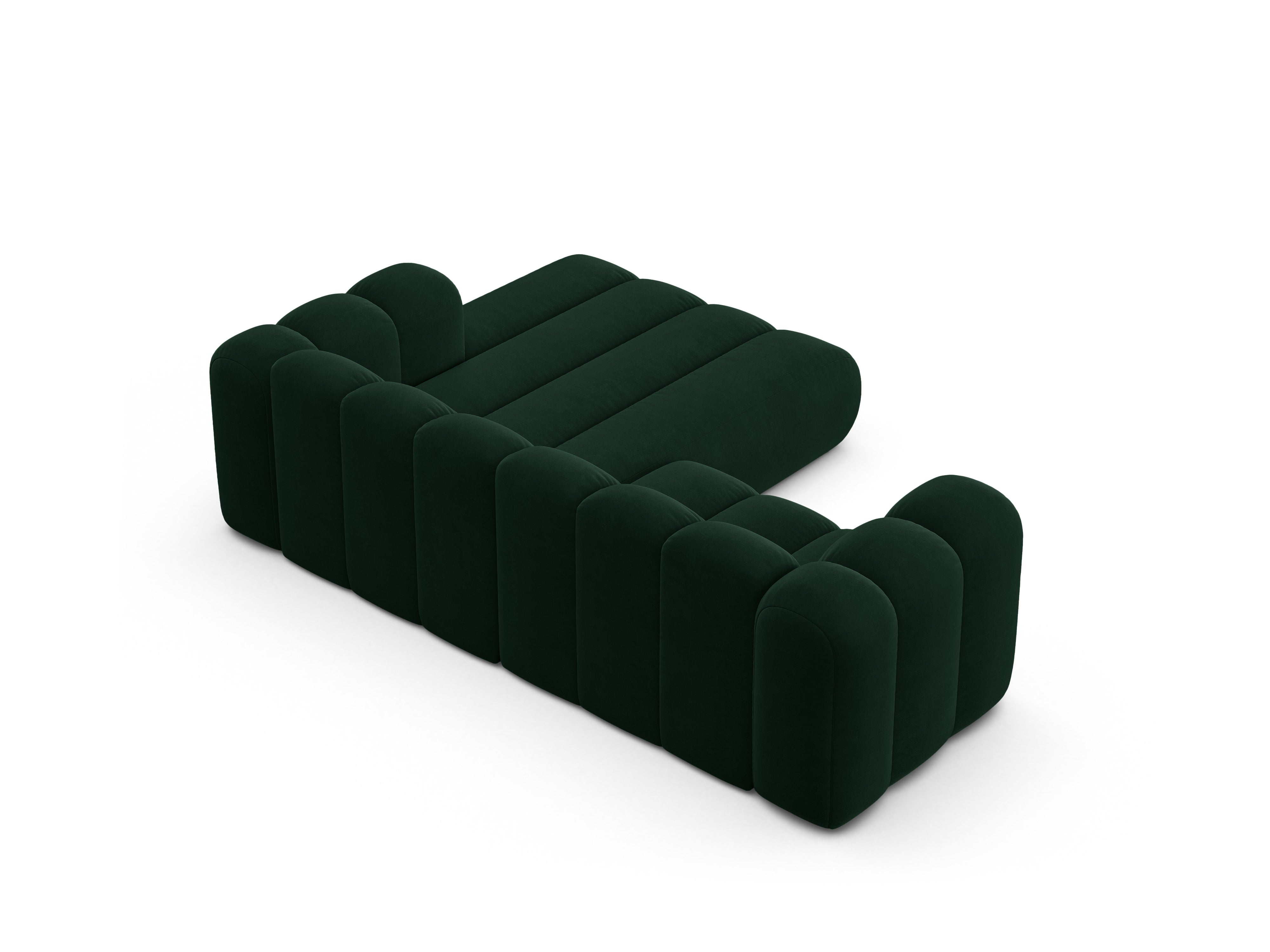 Velvet corner sofa for 3 people right-facing LUPINE bottle green