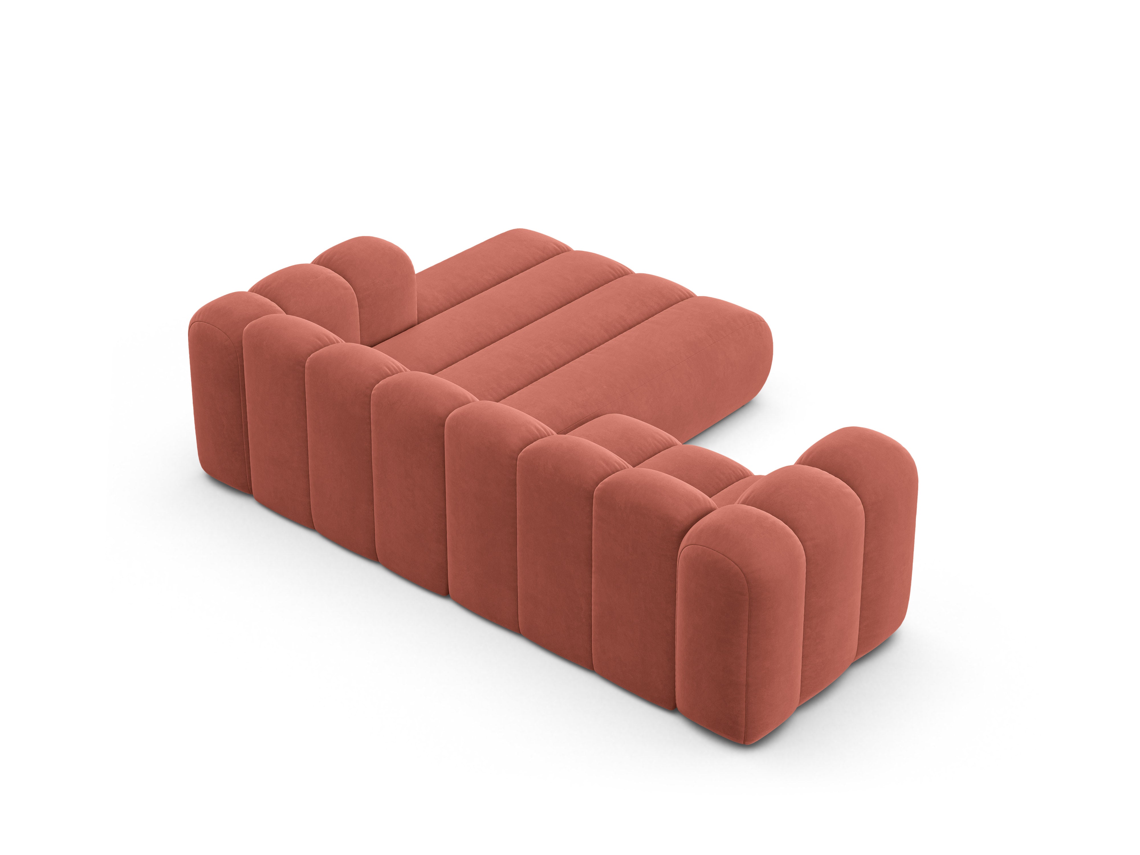 Coral right-facing 3-seater velvet corner sofa LUPINE