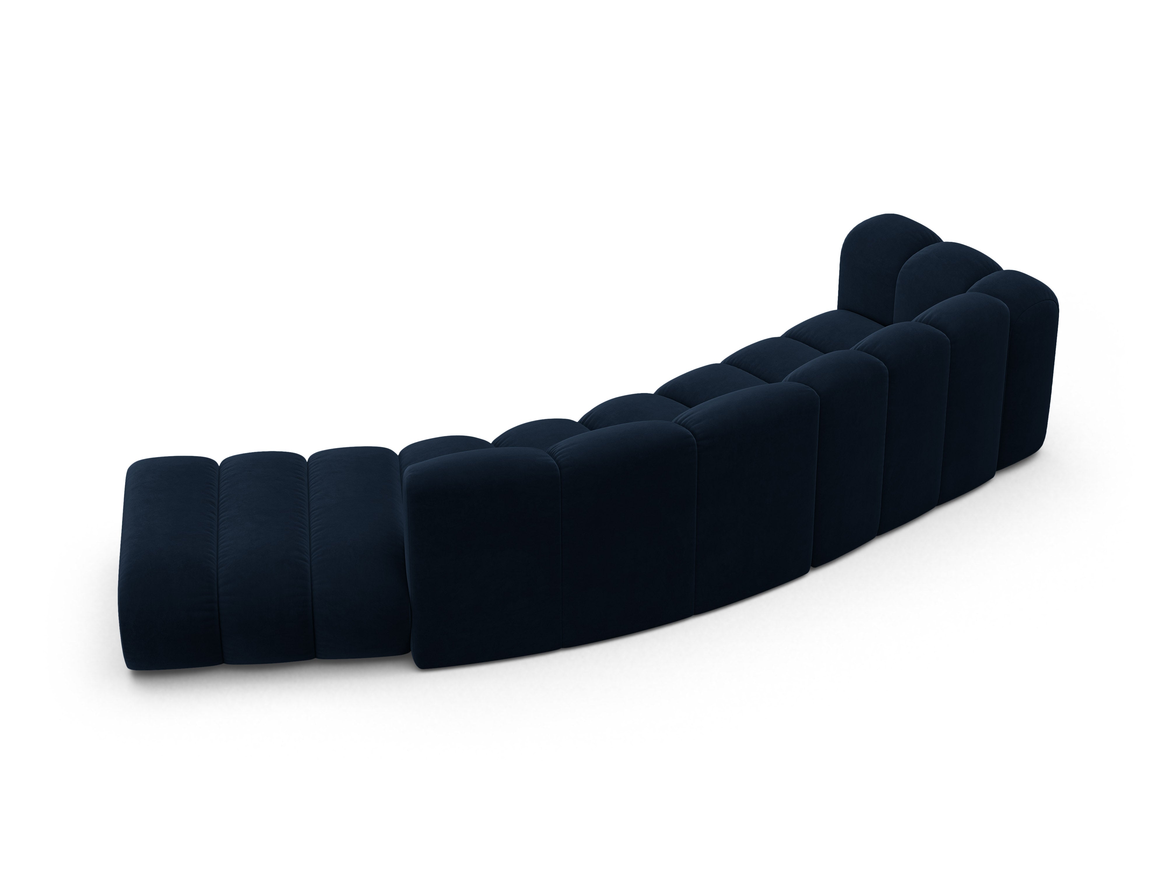 Sofa aksamitna 5-osobowa prawostronna LUPINE granatowy – szenil
