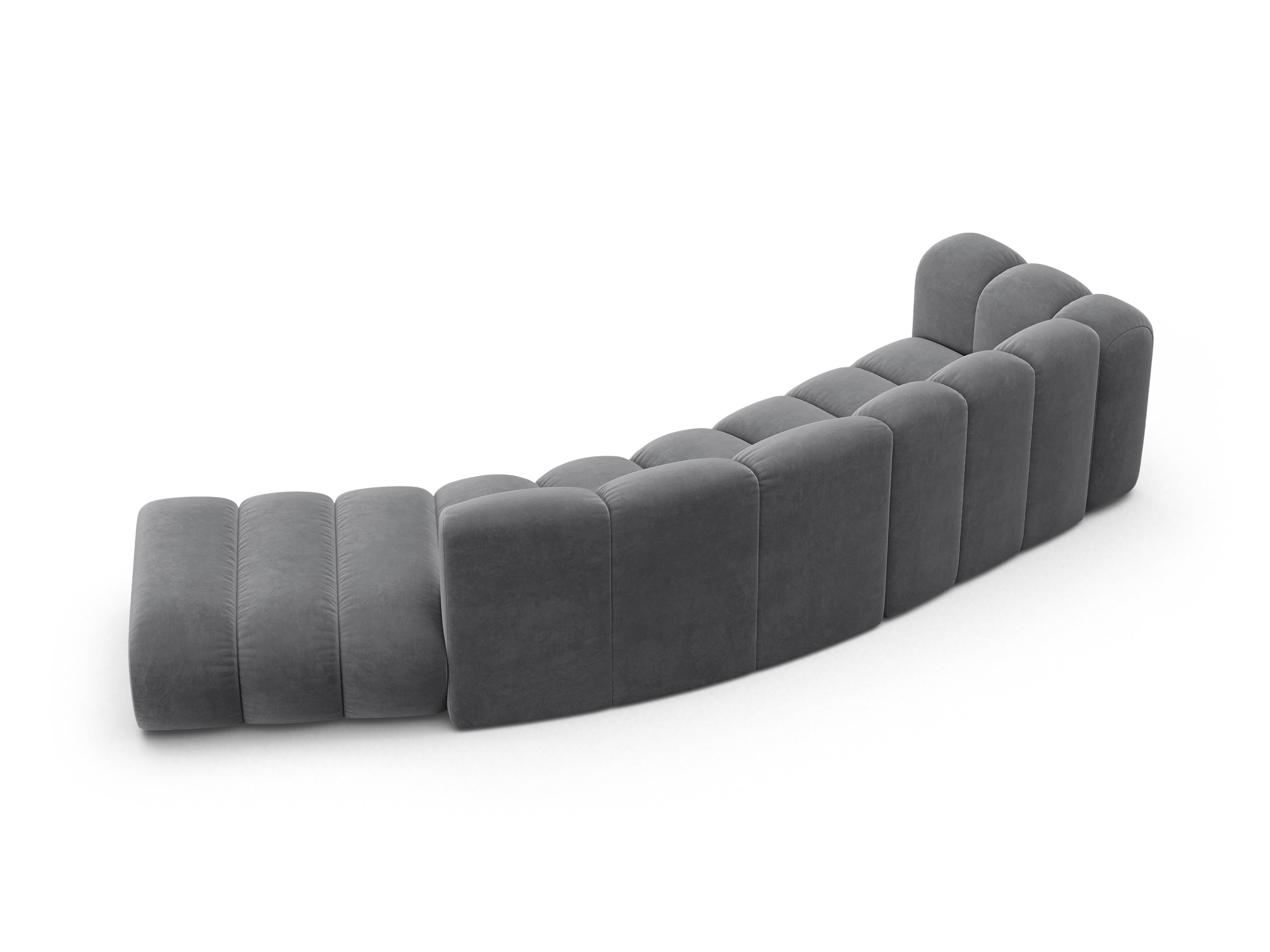 Velvet sofa for 5 people, right-facing LUPINE gray