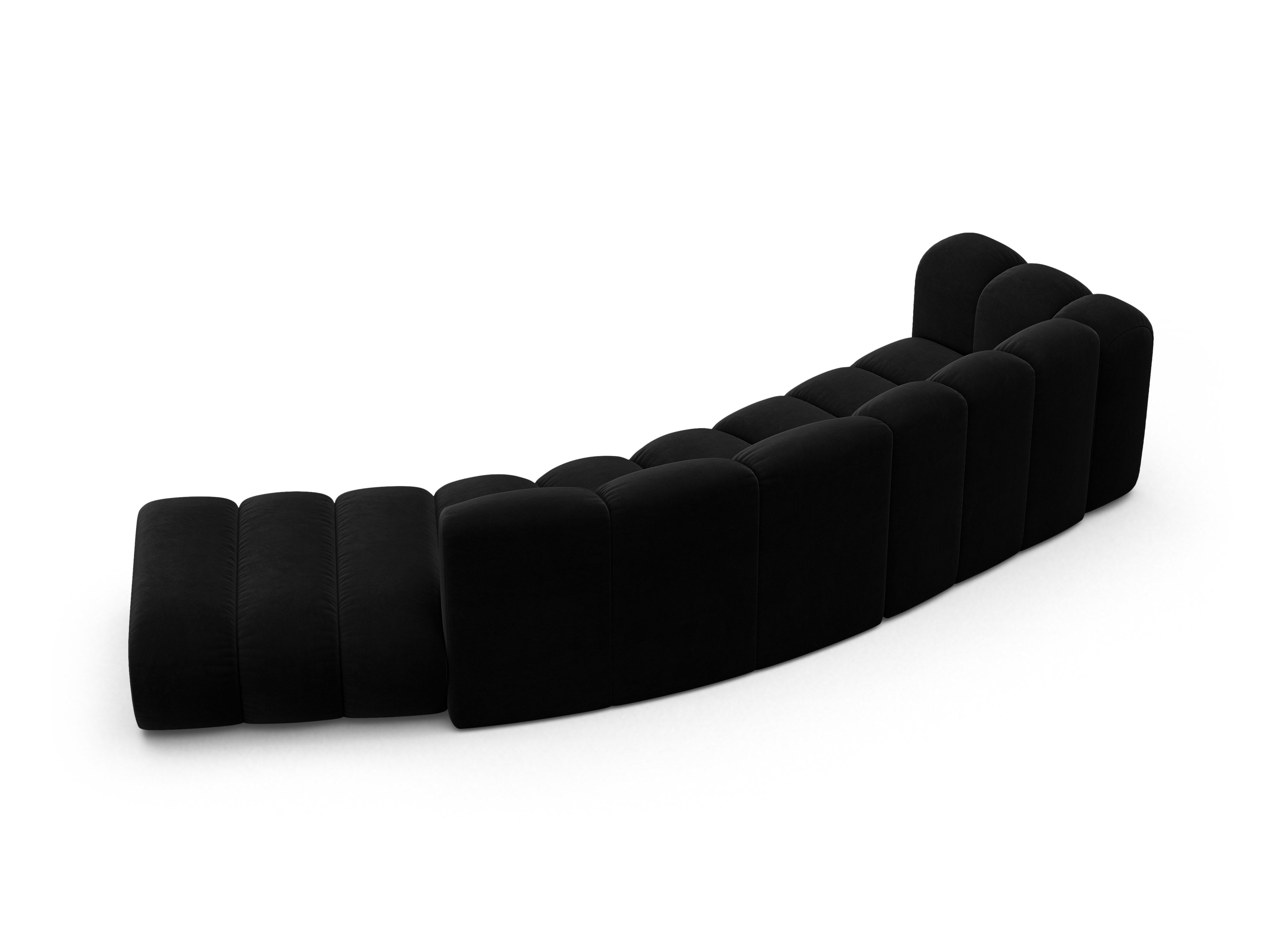 Velvet sofa for 5 people right-facing LUPINE black