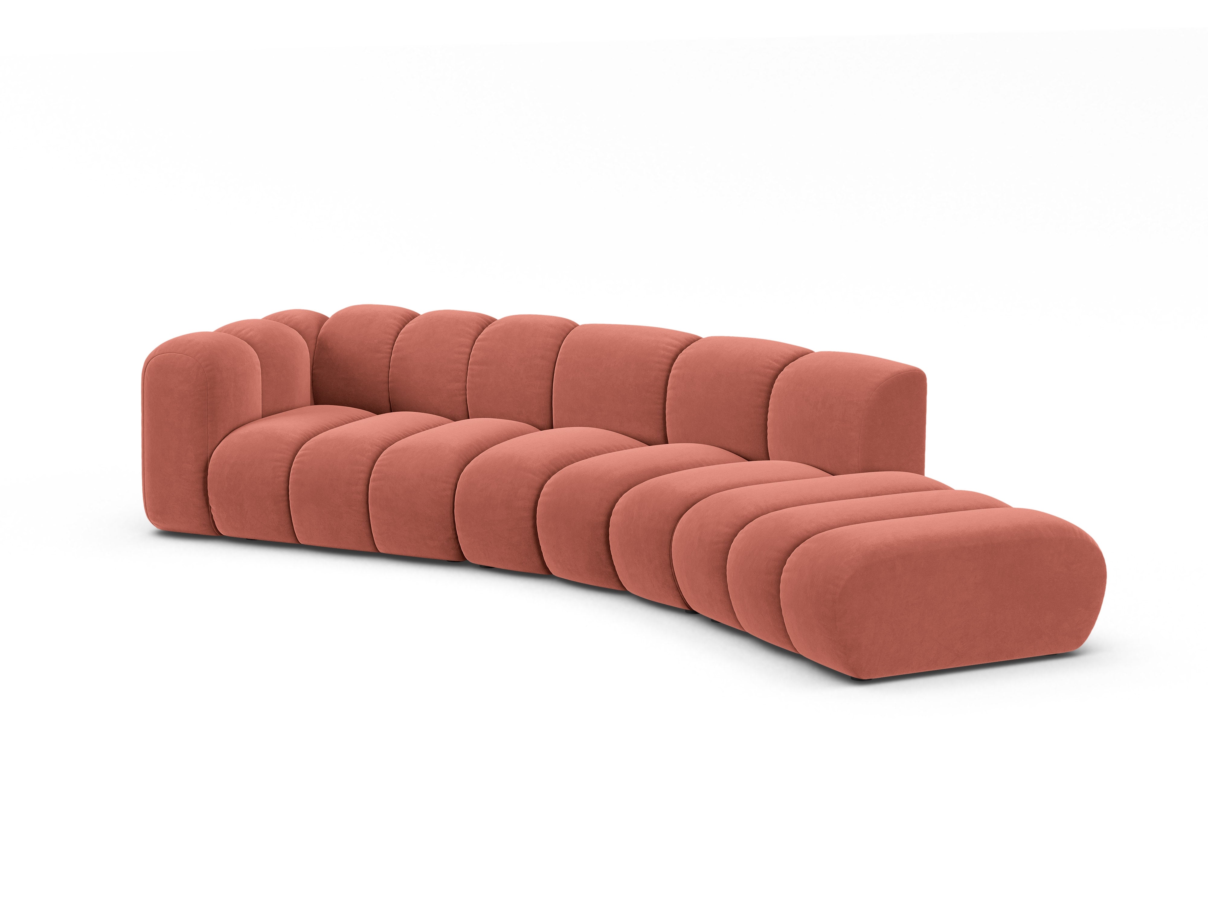 Coral right-facing 5-seater velvet sofa LUPINE