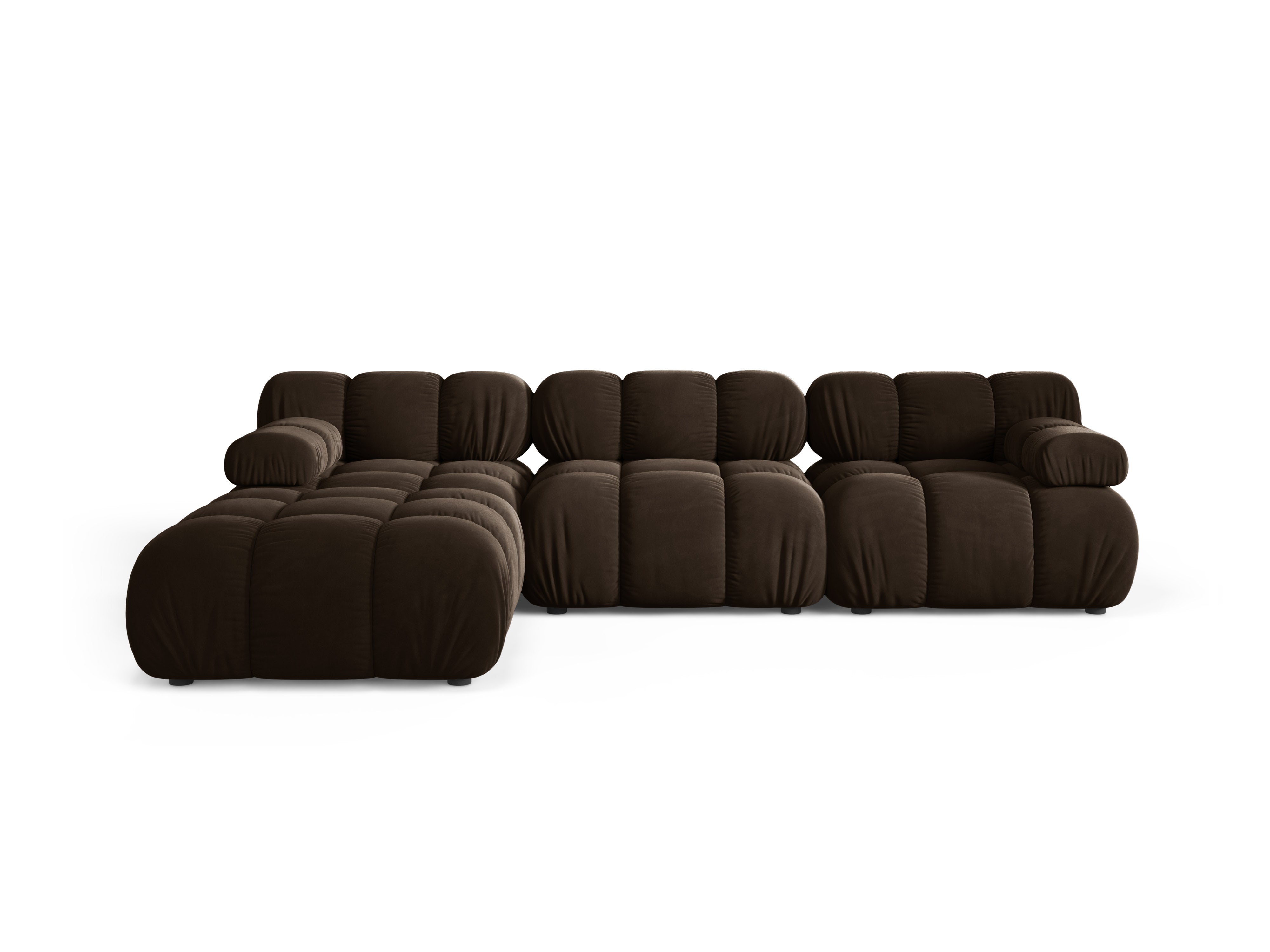 Universal velvet corner sofa BELLIS in chocolate.