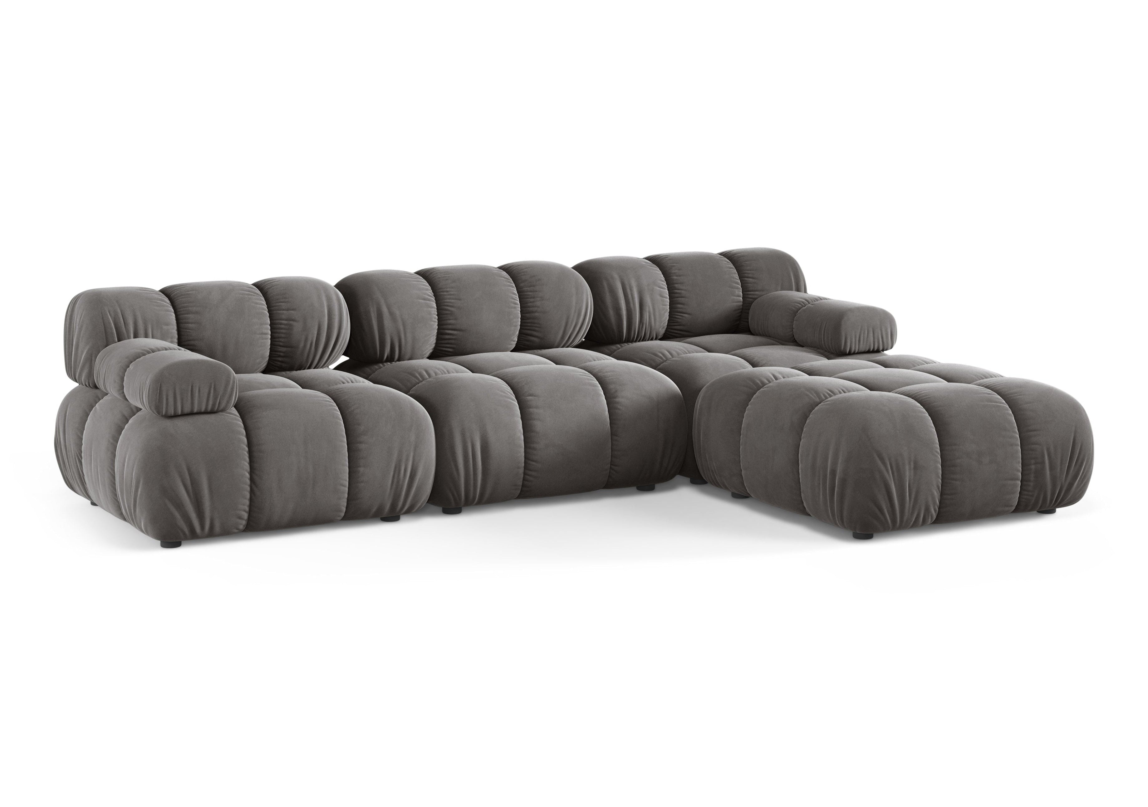 Universal velvet corner sofa BELLIS in gray