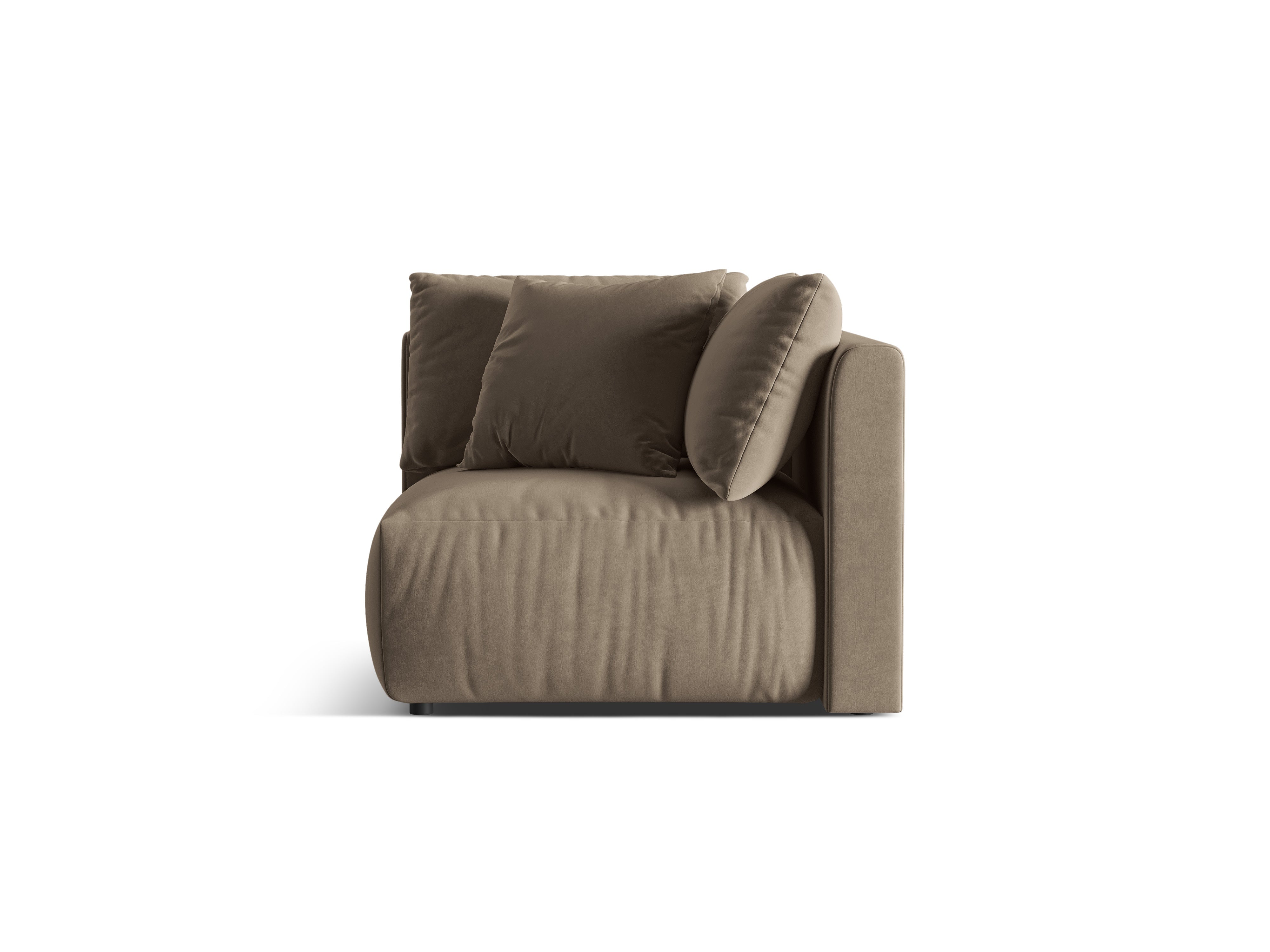 Modulares Samtsofa CHRIS - Eckelement in Hellbraun