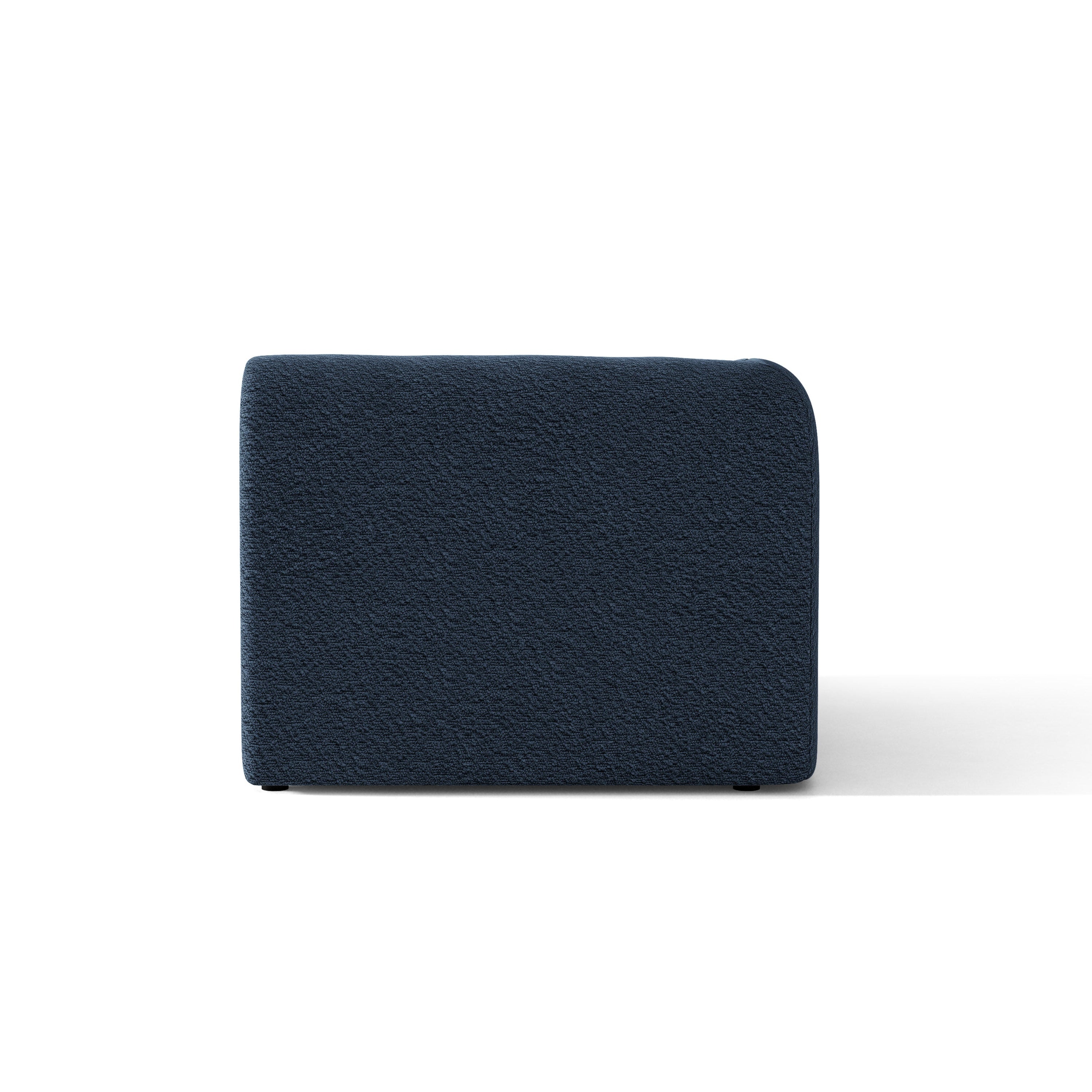Sofa modułowa MILEY - moduł lewostronny ciemnoniebieski boucle – tkanina bouclé