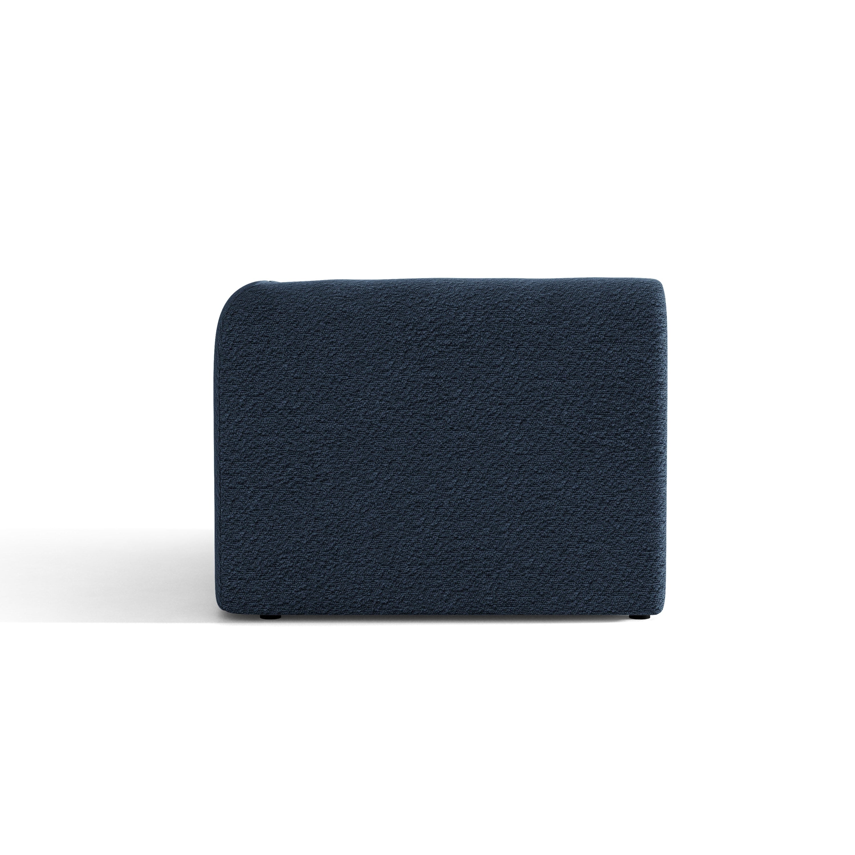 Sofa modułowa MILEY - moduł prawostronny ciemnoniebieski boucle – tkanina bouclé