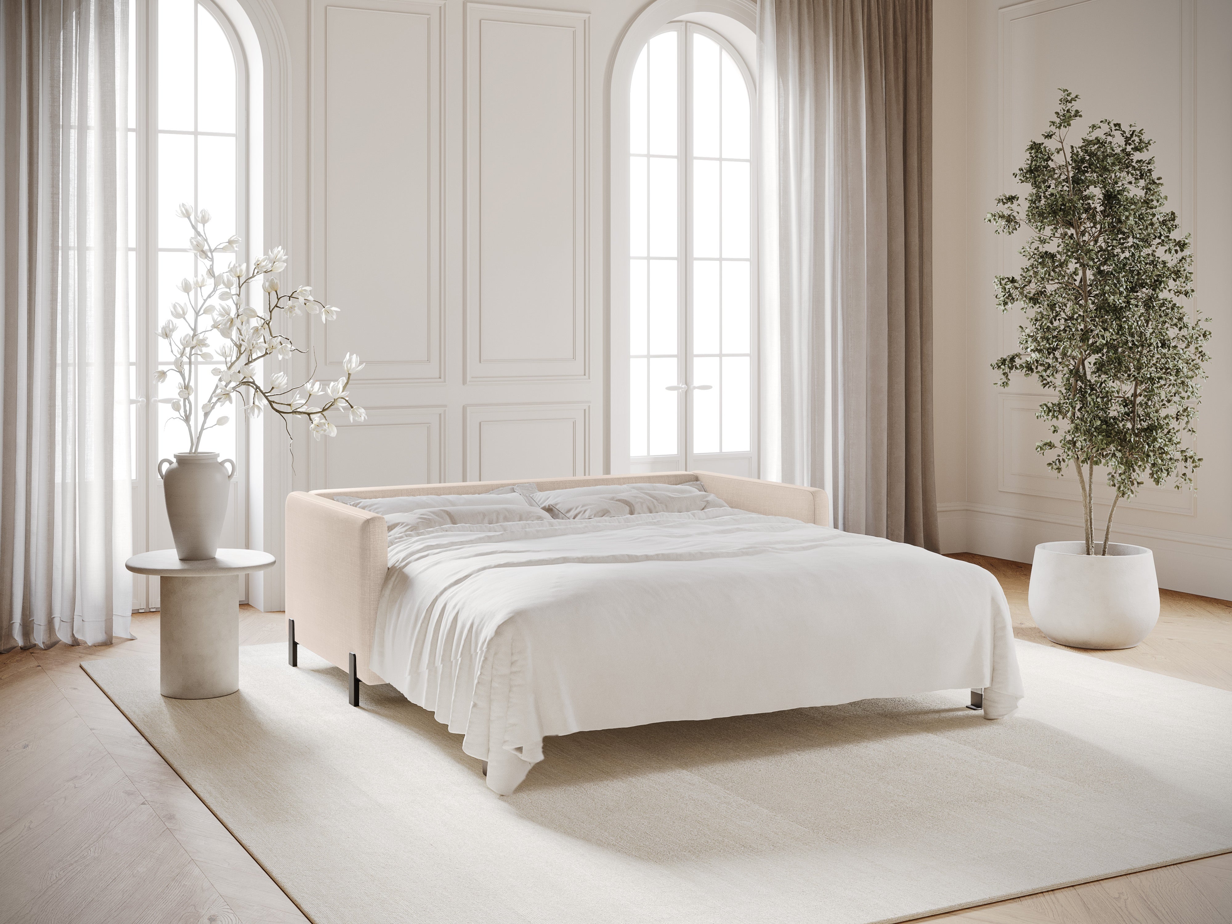 Sofa with bed function, "Gloria", 2 Seats, Beige, 182x102x80
Made in Europe