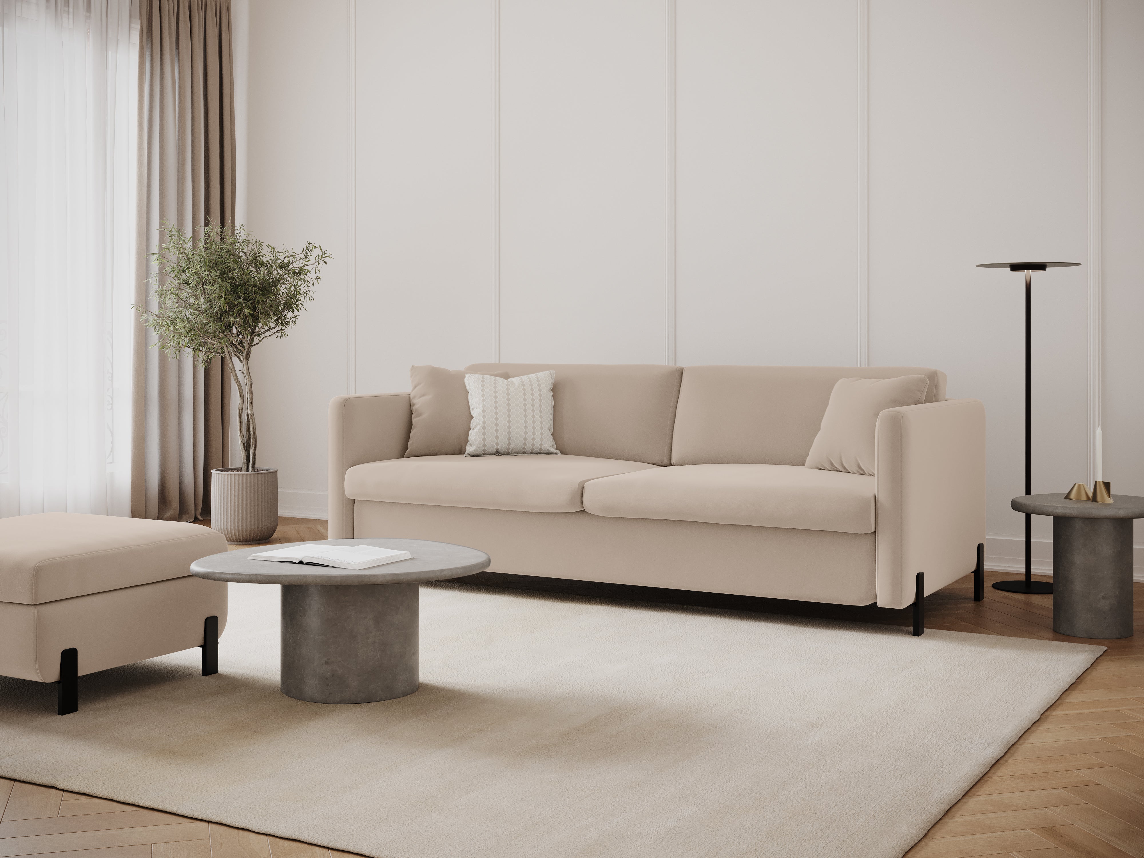 Samtsofa mit Bettfunktion, "Gloria", 2 Sitze, Beige, 182x102x80
In Europa gemacht