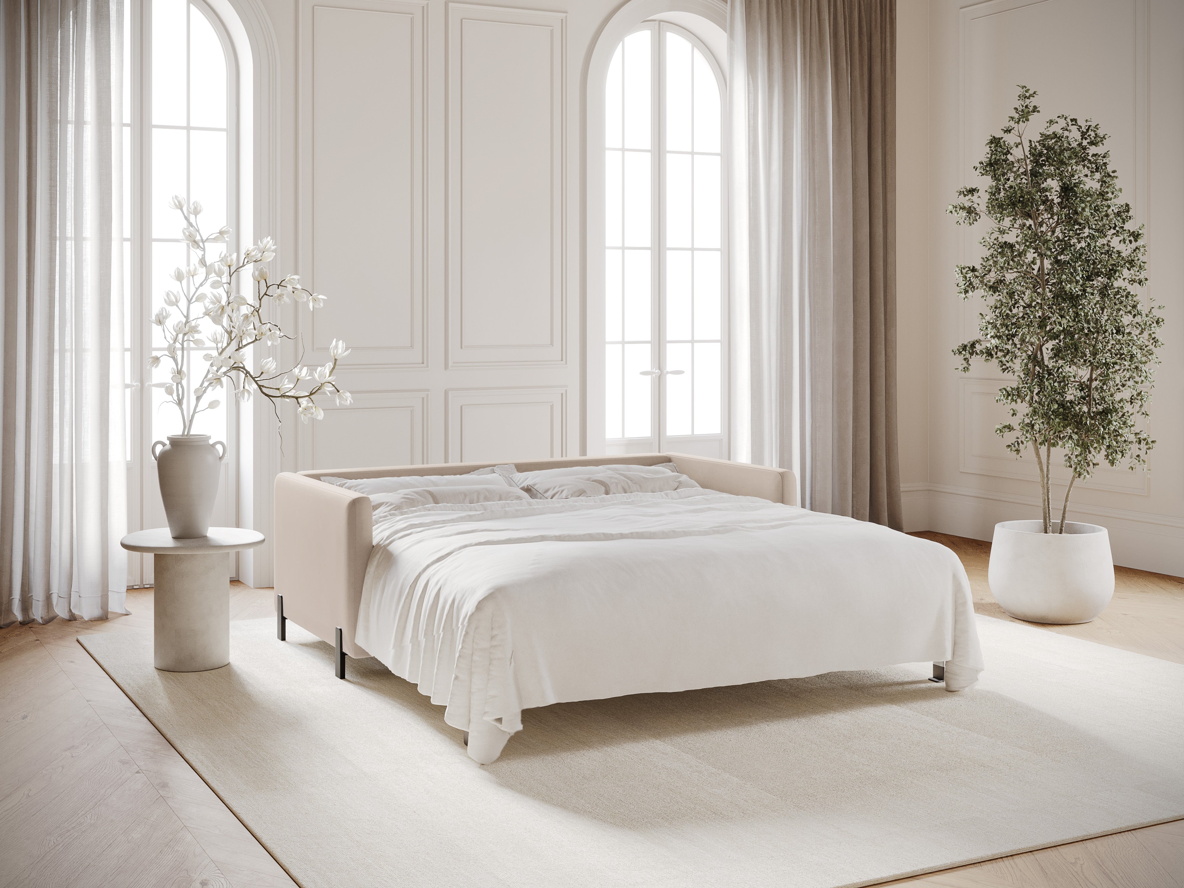 Samtsofa mit Bettfunktion, "Gloria", 2 Sitze, Beige, 182x102x80
In Europa gemacht