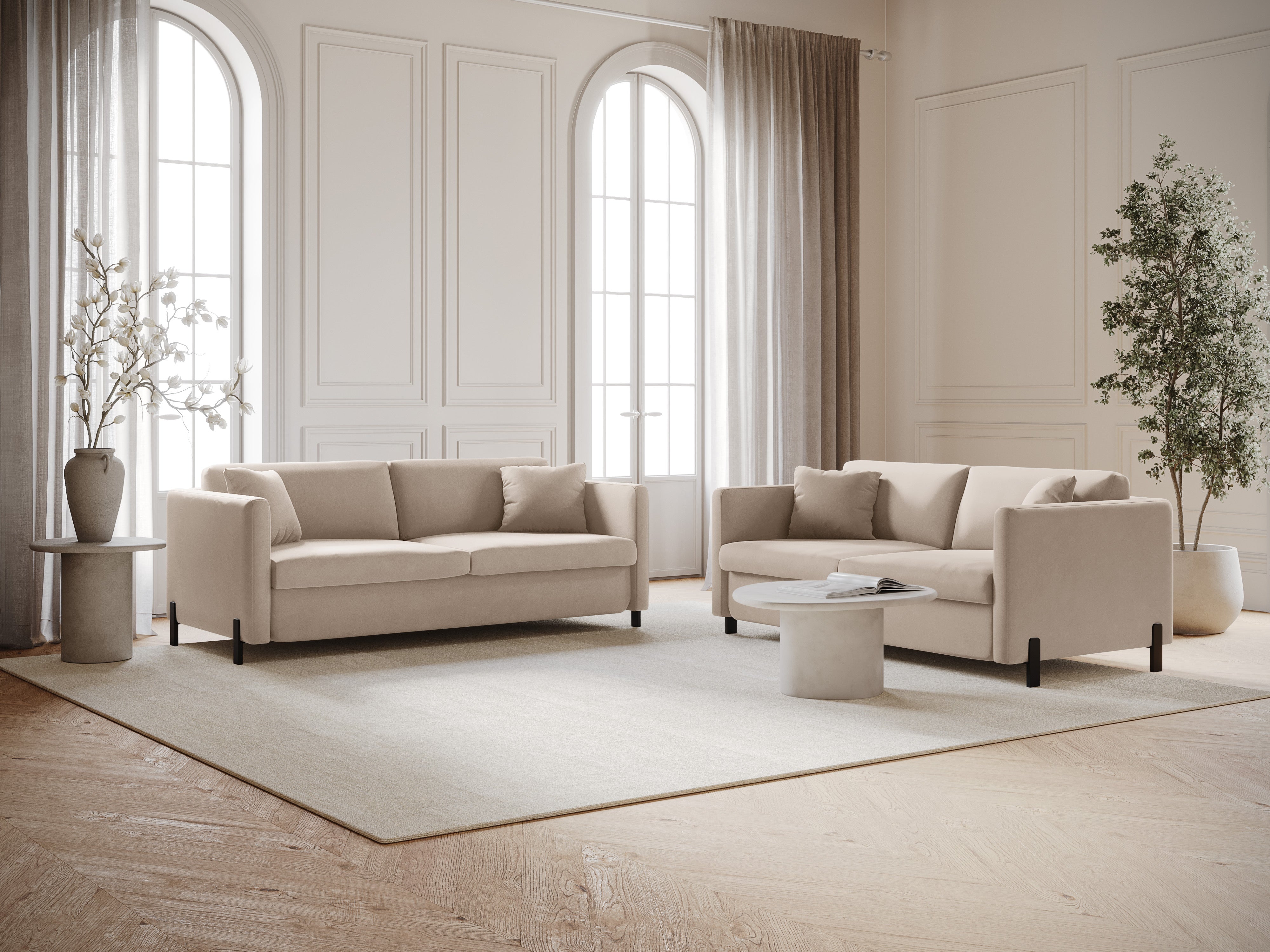 Samtsofa mit Bettfunktion, "Gloria", 2 Sitze, Beige, 182x102x80
In Europa gemacht