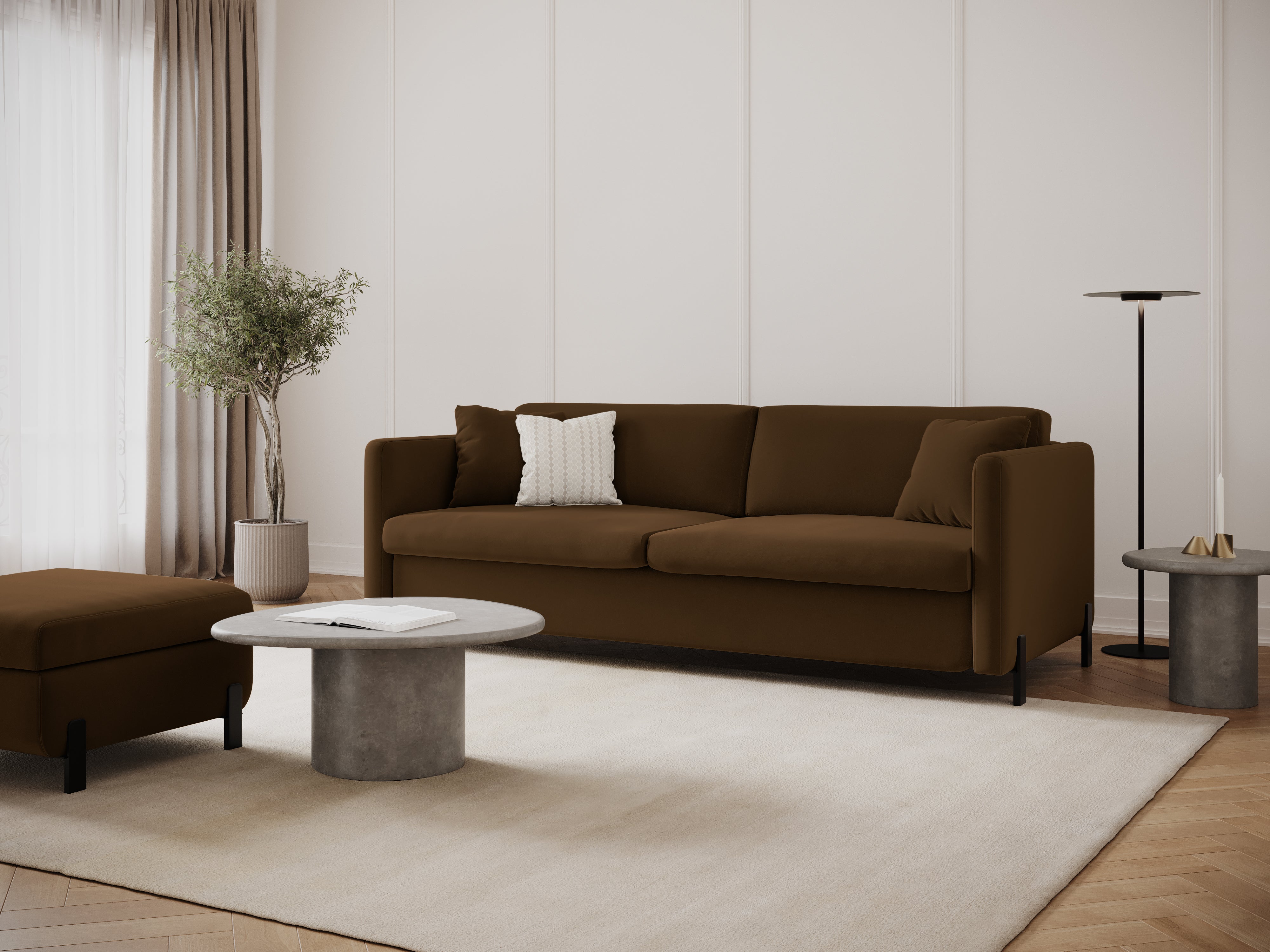 Samtsofa mit Bettfunktion, "Gloria", 2 Sitze, Schokolade, 182x102x80
In Europa gemacht