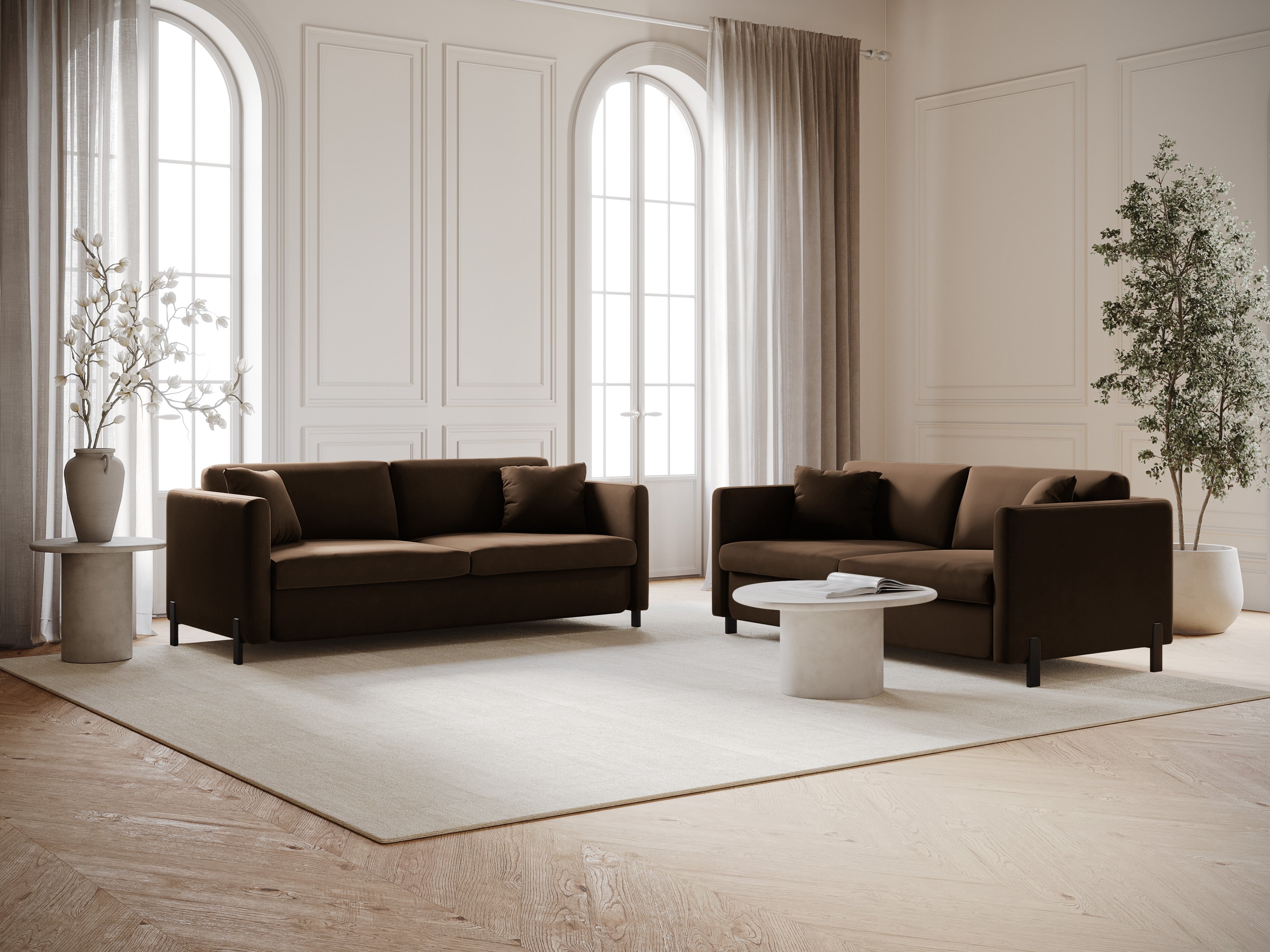 Samtsofa mit Bettfunktion, "Gloria", 2 Sitze, Schokolade, 182x102x80
In Europa gemacht