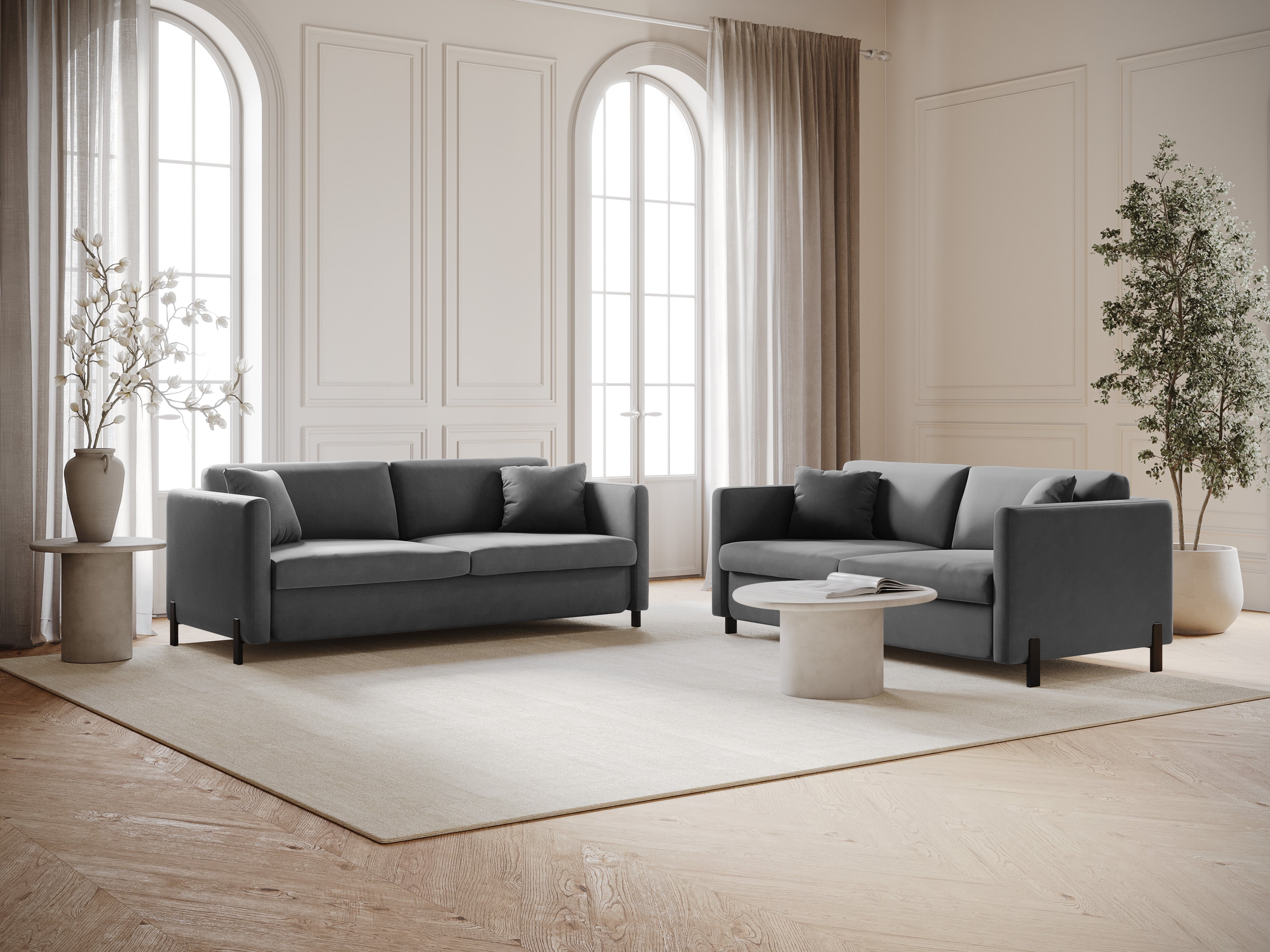 Samtsofa mit Bettfunktion, "Gloria", 2 Sitze, Grau, 182x102x80
In Europa gemacht