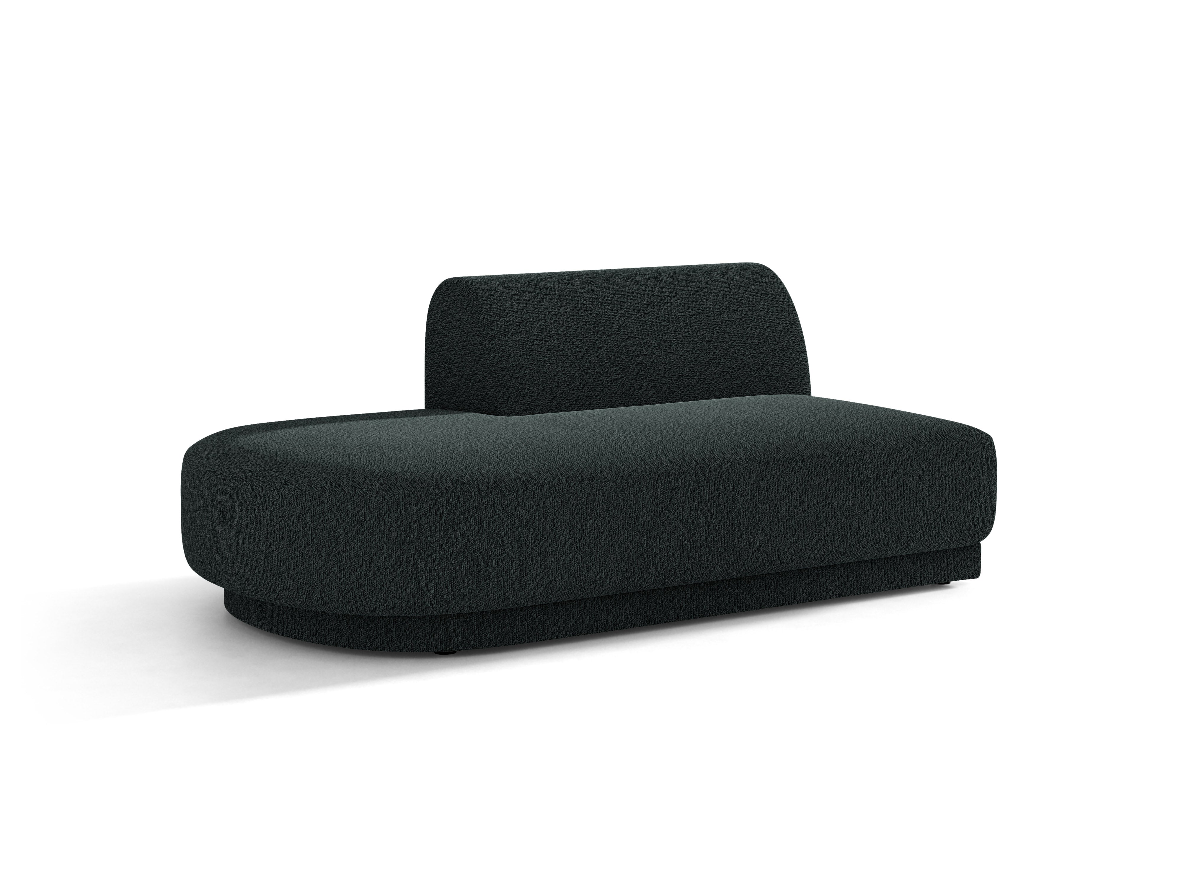 Left-facing 2-seater chaise longue MILEY black boucle