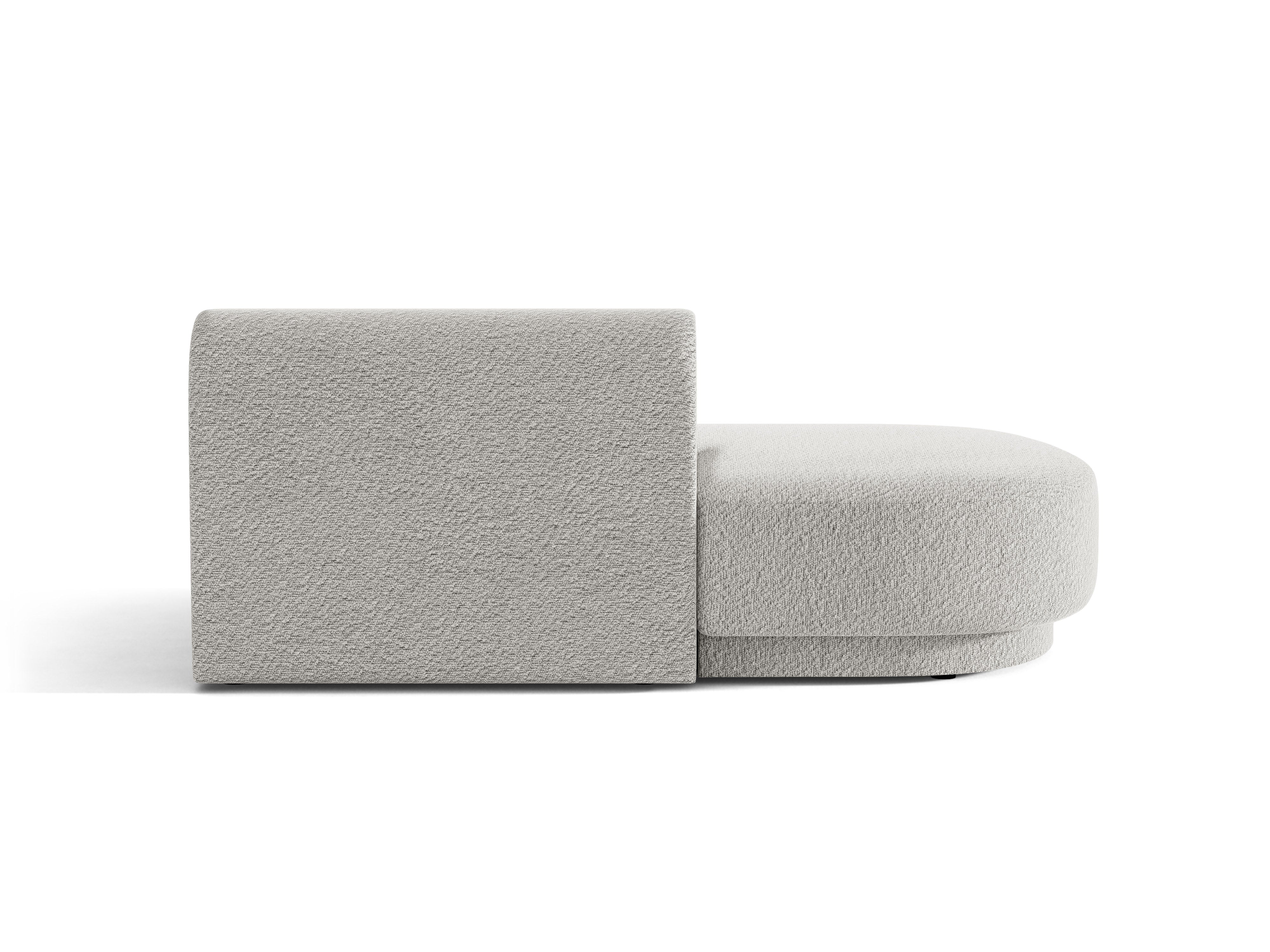 Szezlong 2-osobowy lewostronny MILEY jasnoszary boucle – tkanina bouclé