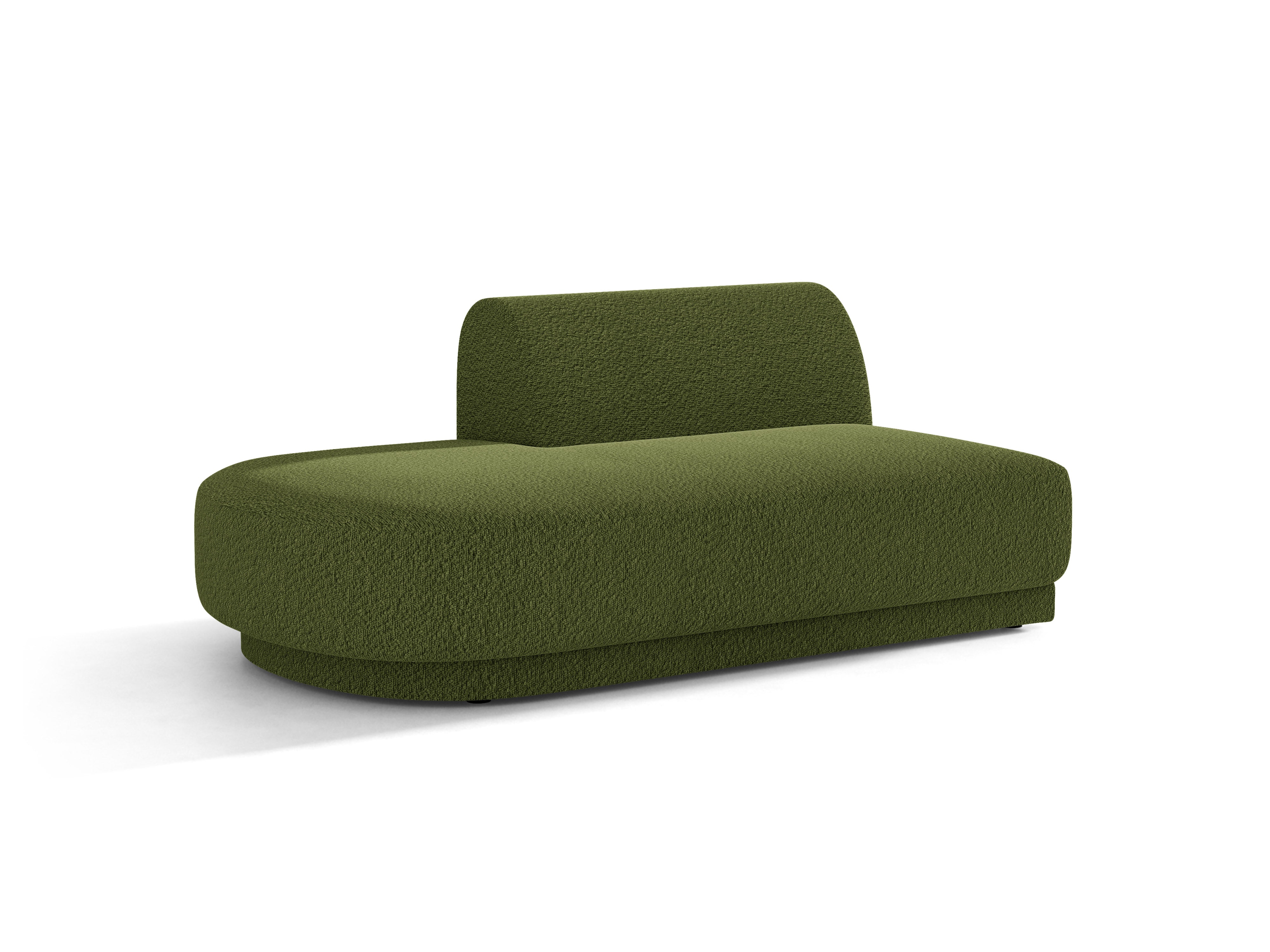 Left-facing 2-seater chaise longue MILEY green boucle