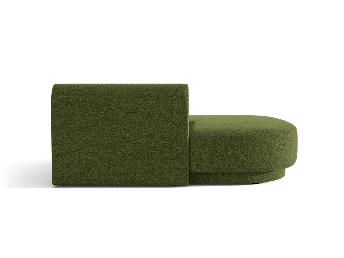 Szezlong 2-osobowy lewostronny MILEY zielony boucle – tkanina bouclé