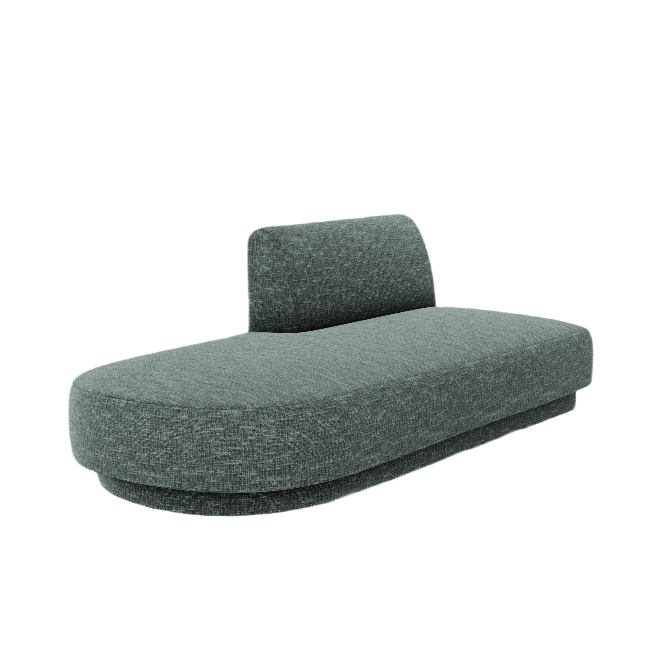 Left-facing 2-seater chaise longue MILEY petrol silky chenille