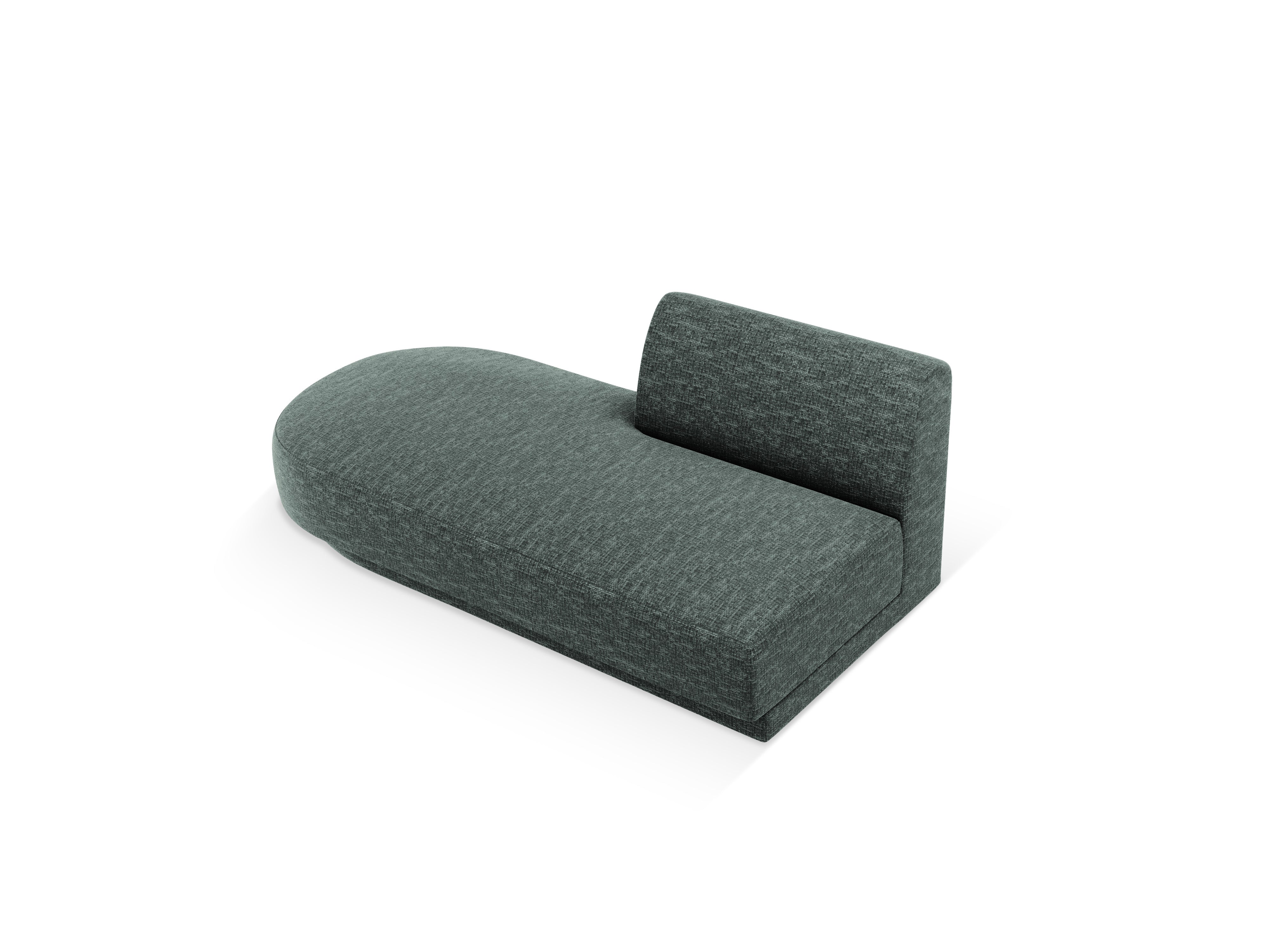 Left-facing 2-seater chaise longue MILEY petrol silky chenille