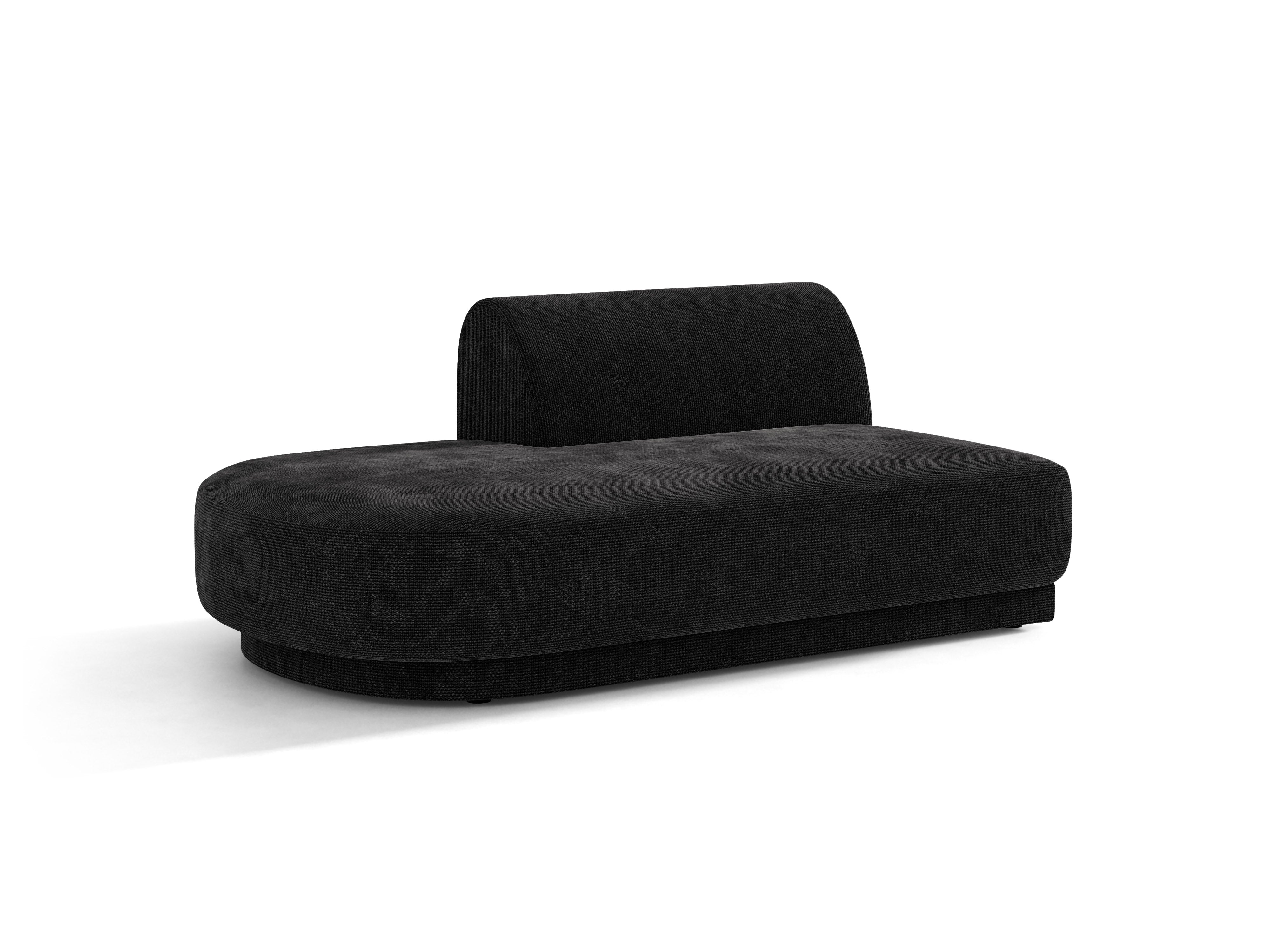 Left-facing 2-seater chaise longue MILEY black silky chenille