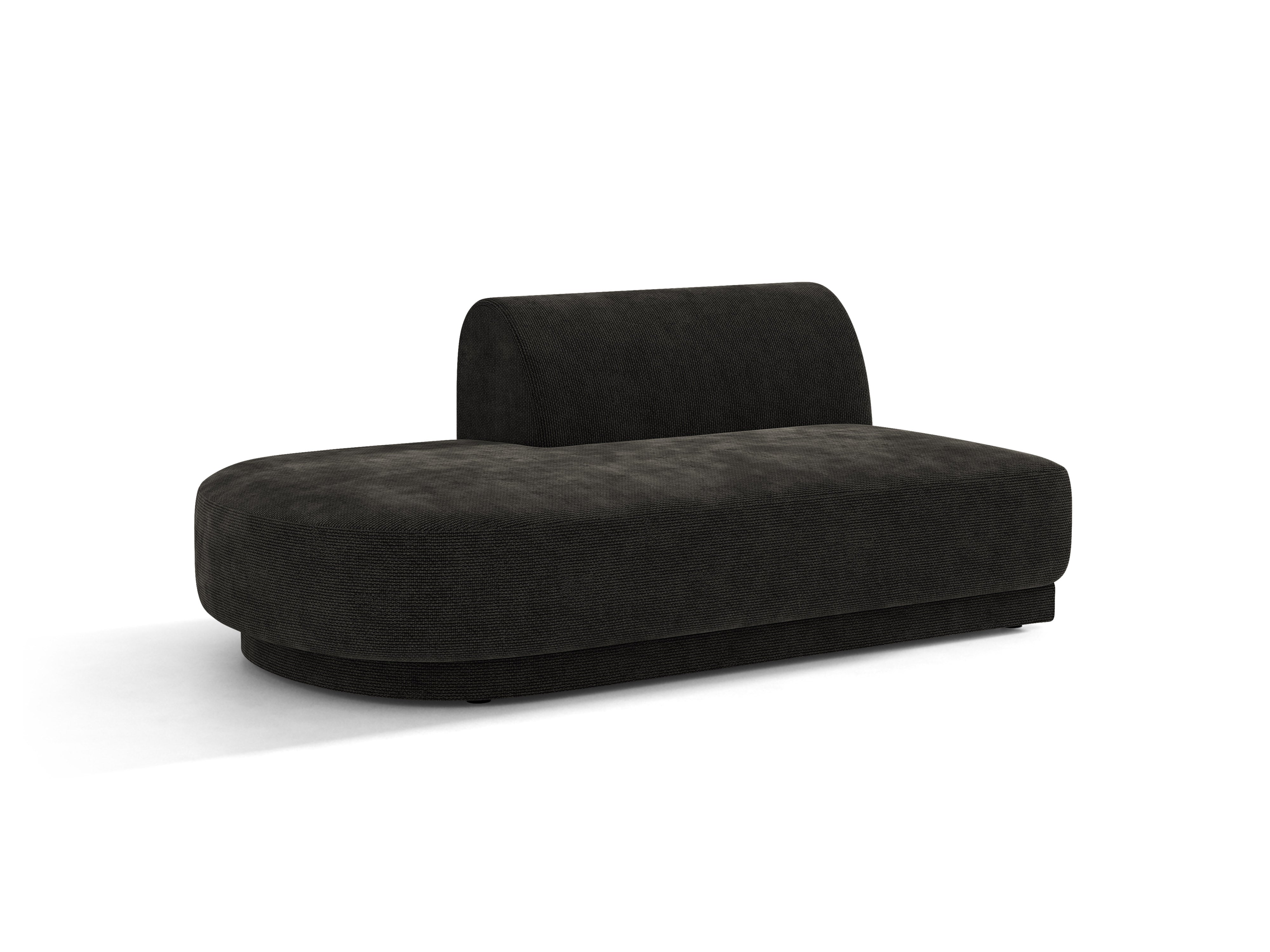 Left-facing 2-seater chaise longue MILEY black chenille