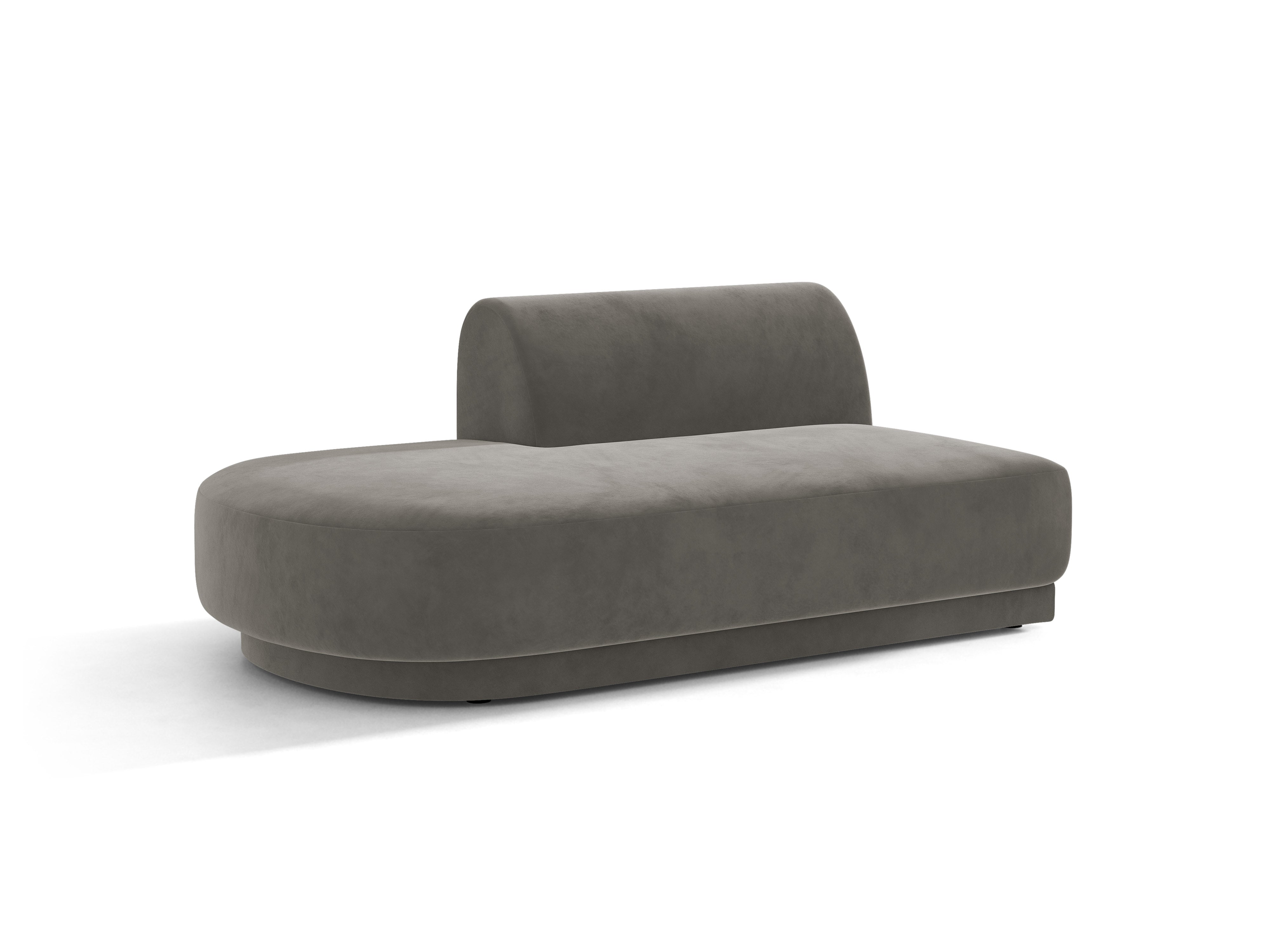 2-seater velvet left-facing chaise longue MILEY light gray
