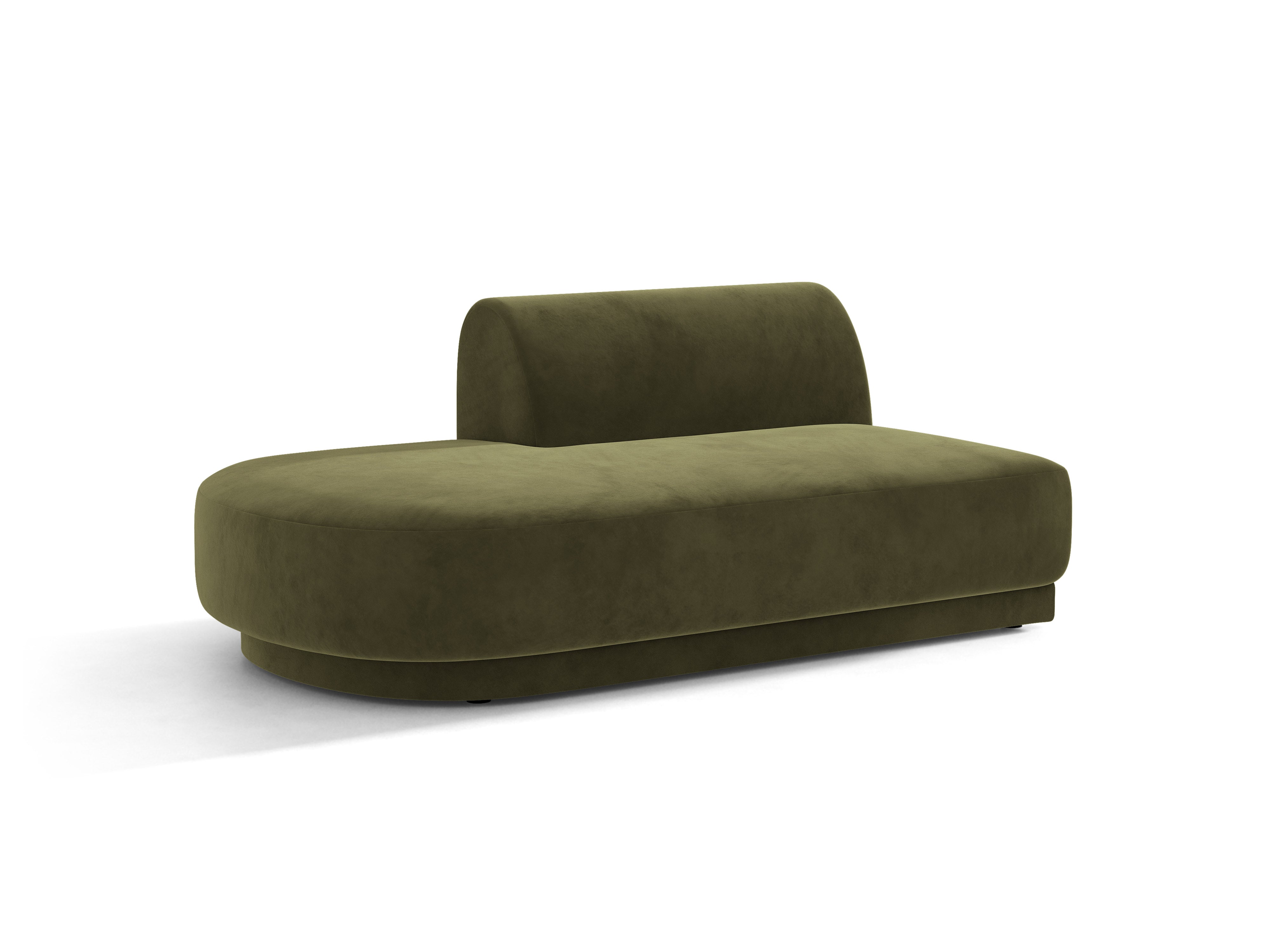 2-seater velvet left-facing chaise longue MILEY green