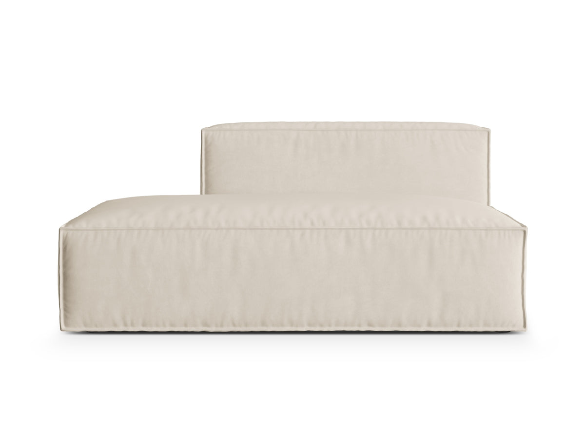 Sofa aksamitna 3-osobowa z otomaną lewostronną NURIA beżowy – Micadoni