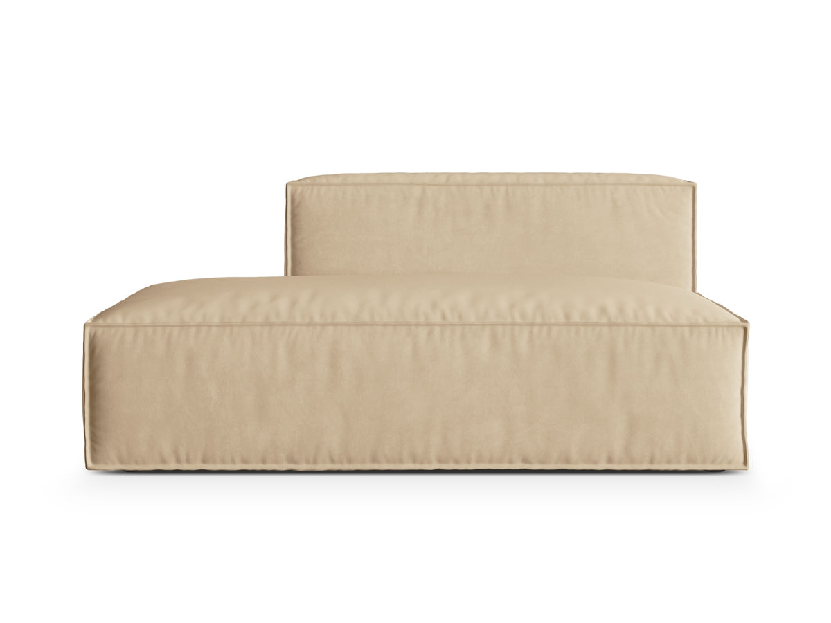 Sofa aksamitna 3-osobowa z otomaną lewostronną NURIA nude – Micadoni