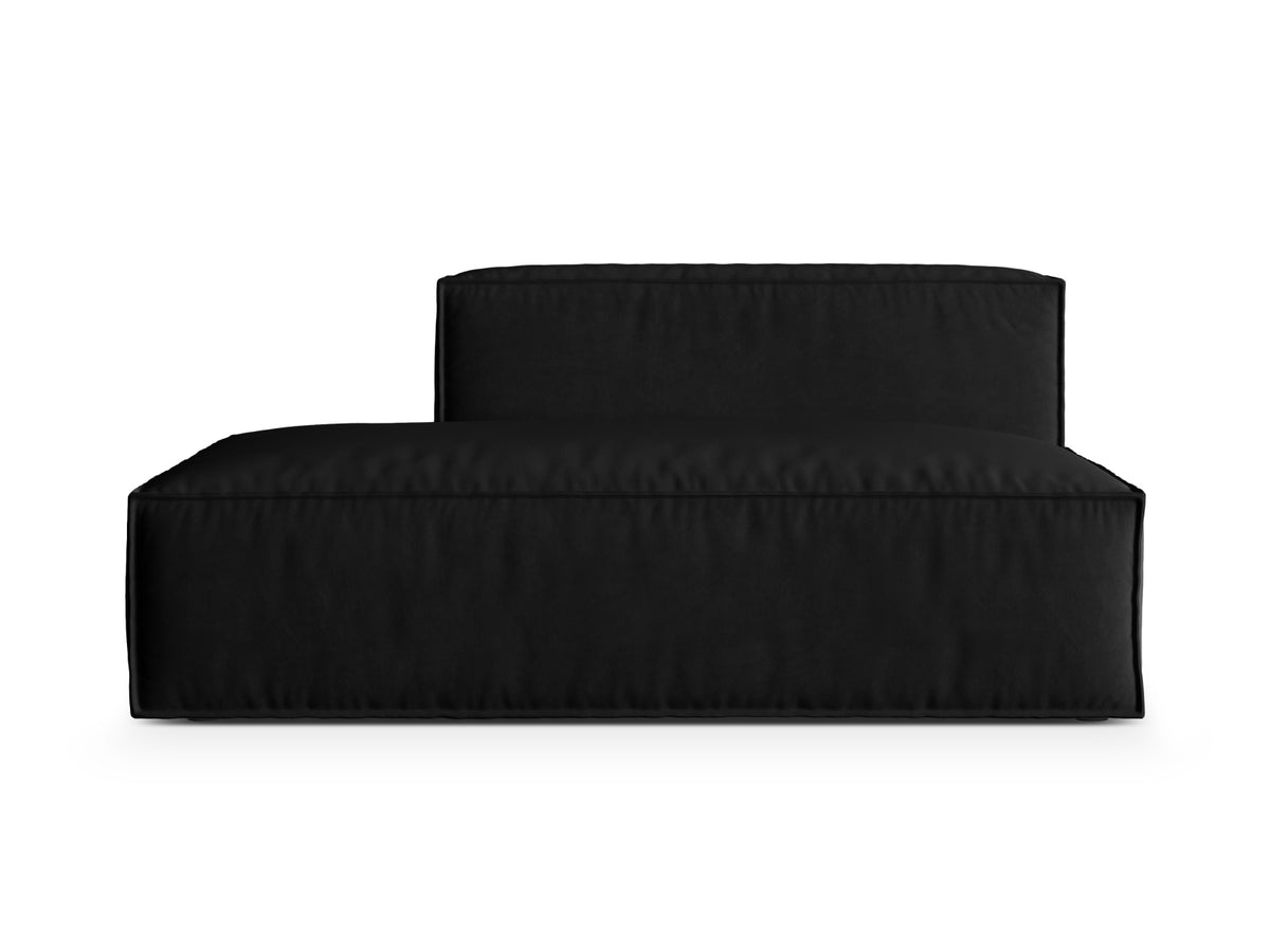 Sofa aksamitna 3-osobowa z otomaną lewostronną NURIA czarny – Micadoni