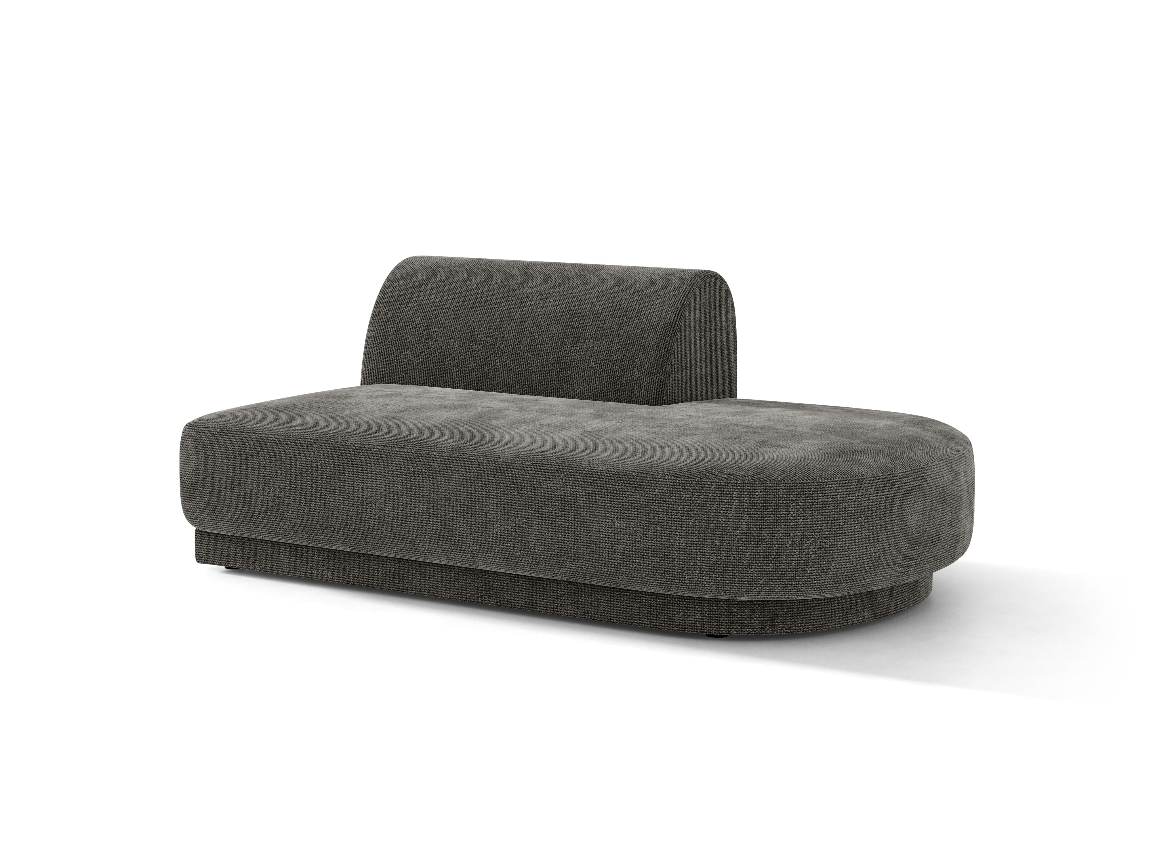 Right-facing 2-seater chaise longue MILEY gray silky chenille