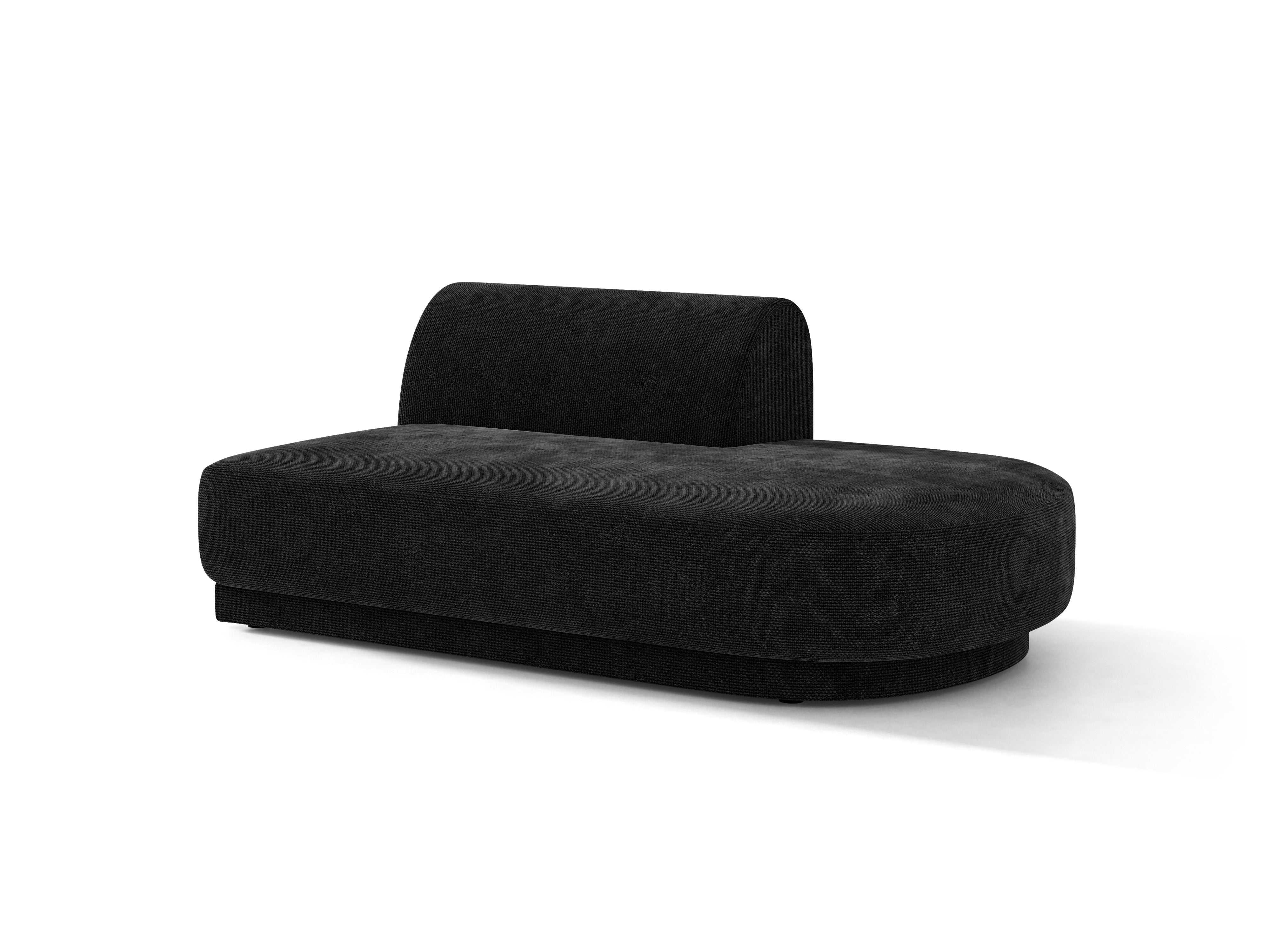 Right-facing 2-seater chaise longue MILEY black silky chenille