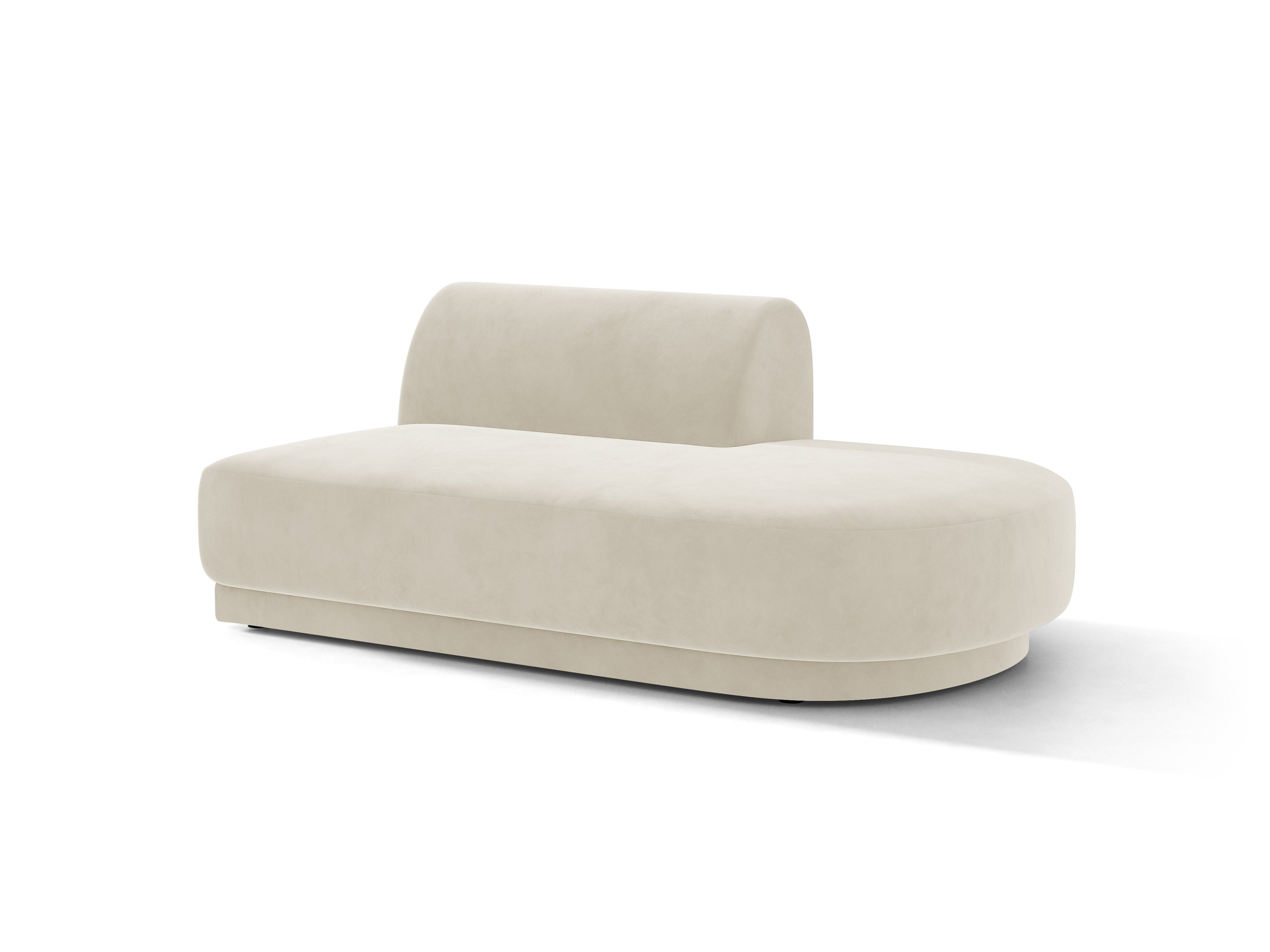 Right-facing velvet 2-seater chaise longue MILEY light beige