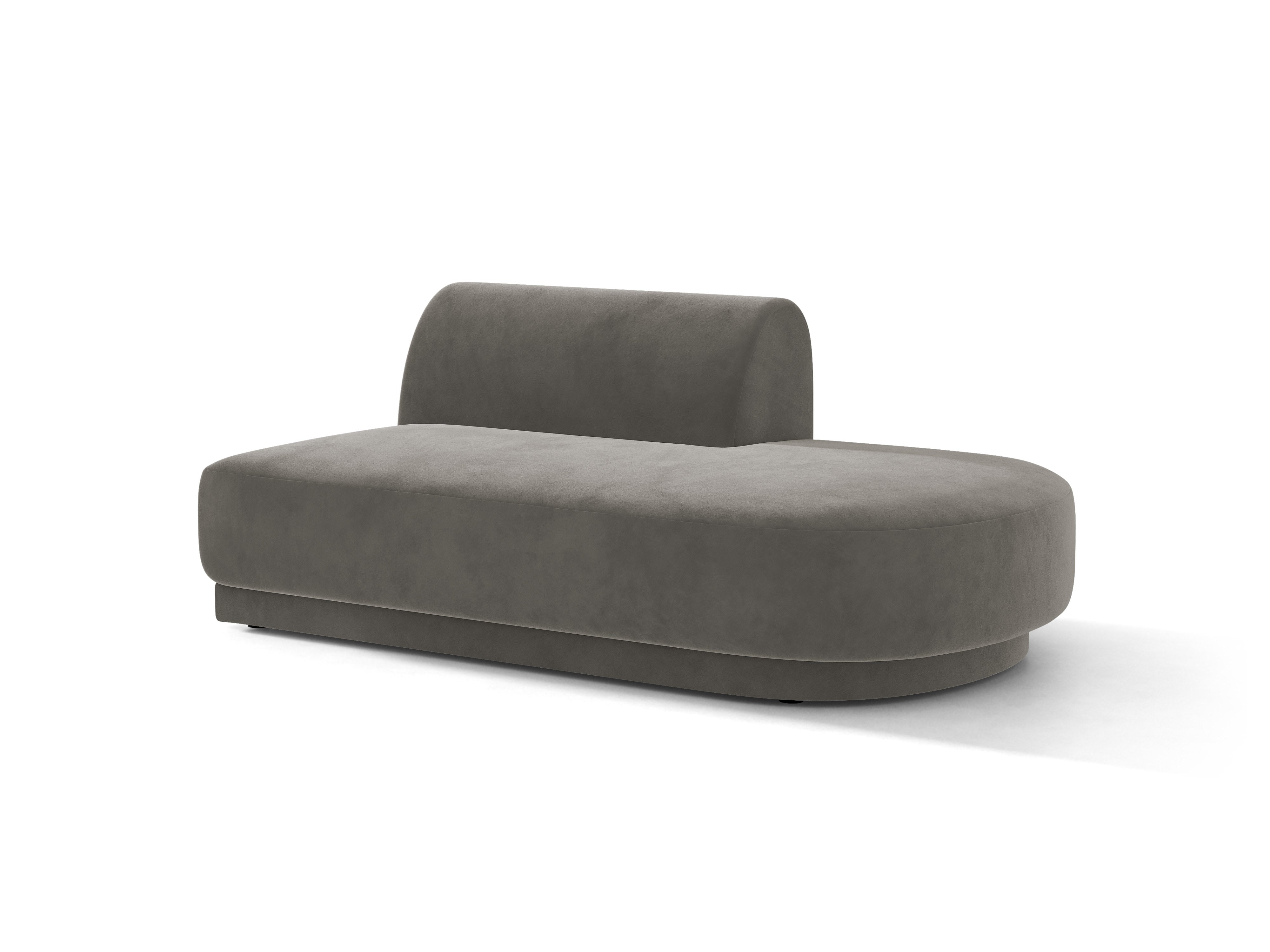 2-seater velvet right-facing chaise longue MILEY light gray