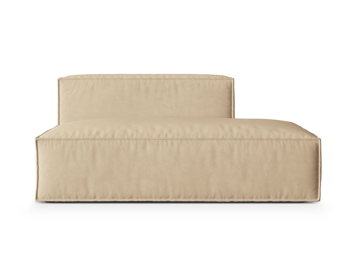 Sofa aksamitna 3-osobowa z otomaną prawostronną NURIA nude – Micadoni