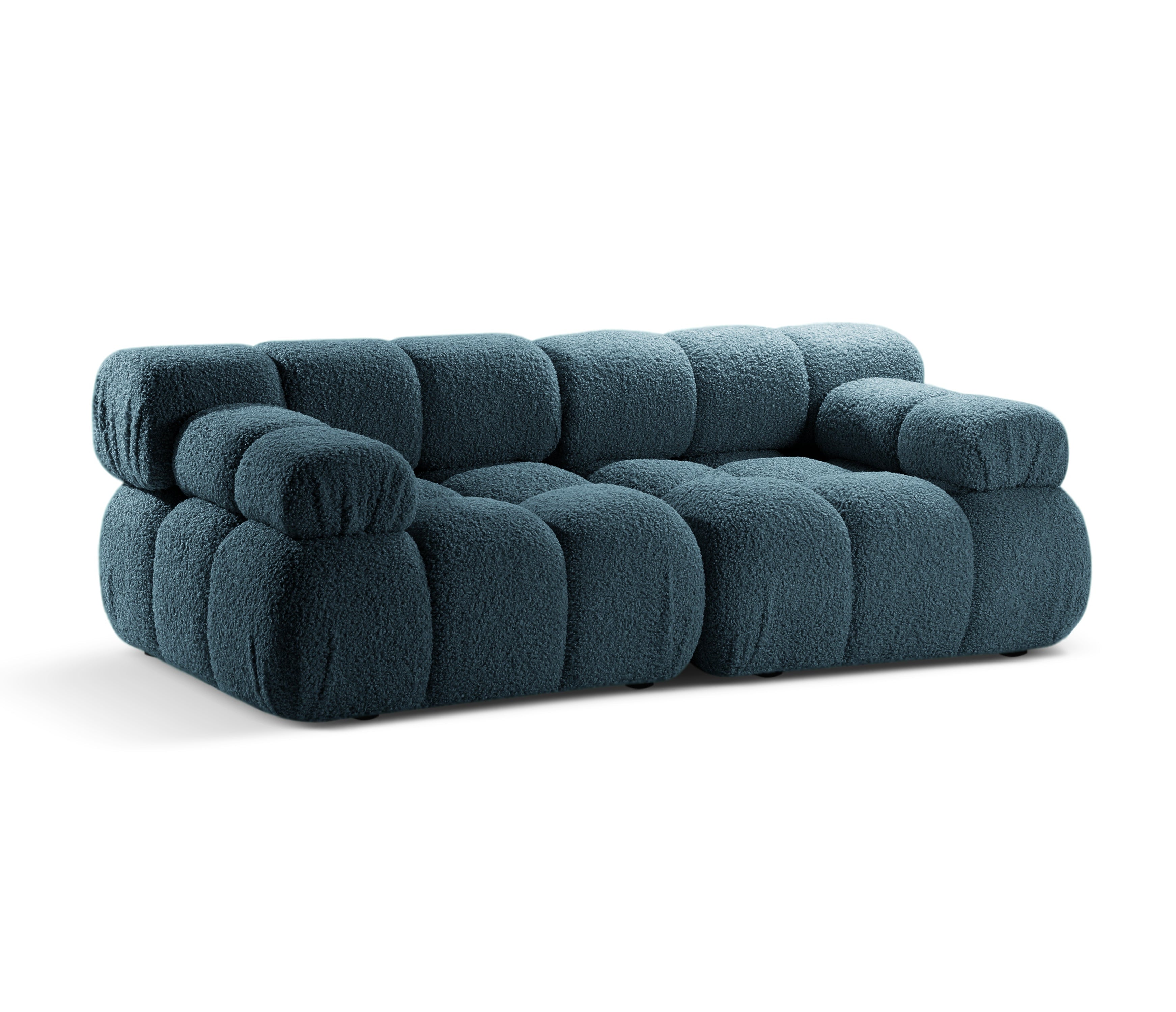 BELLIS 2-Seater Modular Sofa in Petrol Blue Boucle