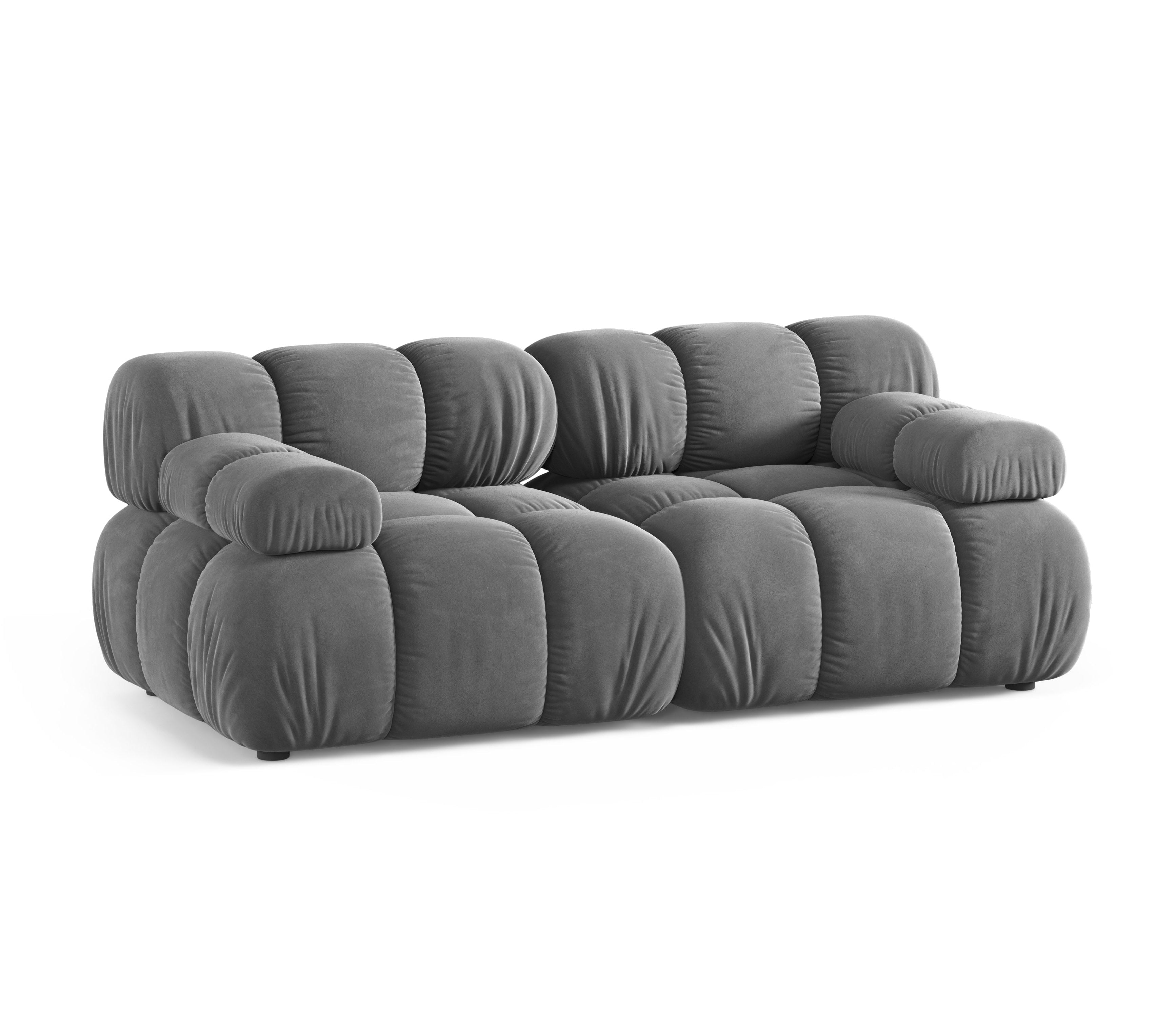 2-Seater Modular Sofa BELLIS in Light Gray Velvet