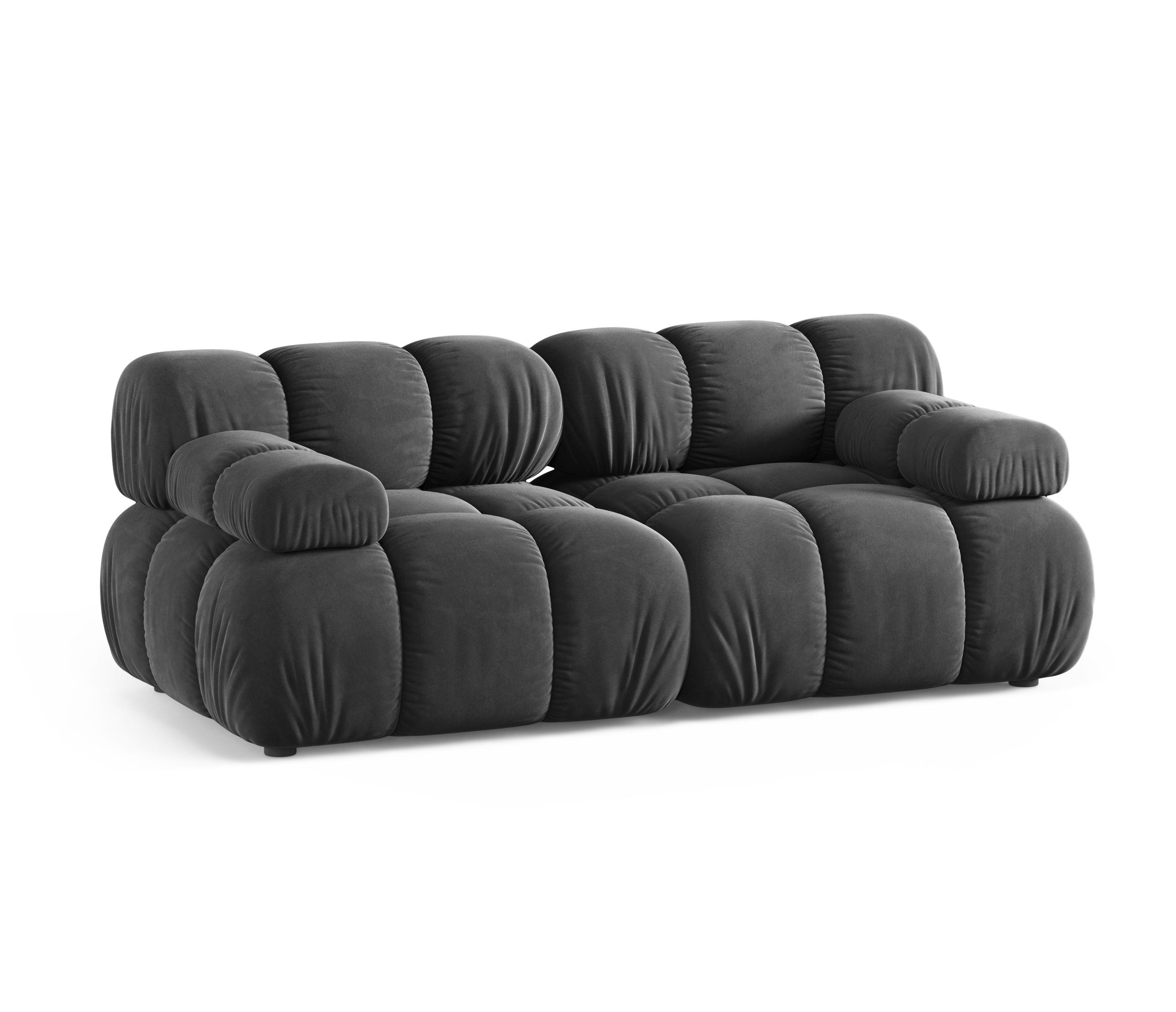 BELLIS Gray Velvet 2-Seater Modular Sofa