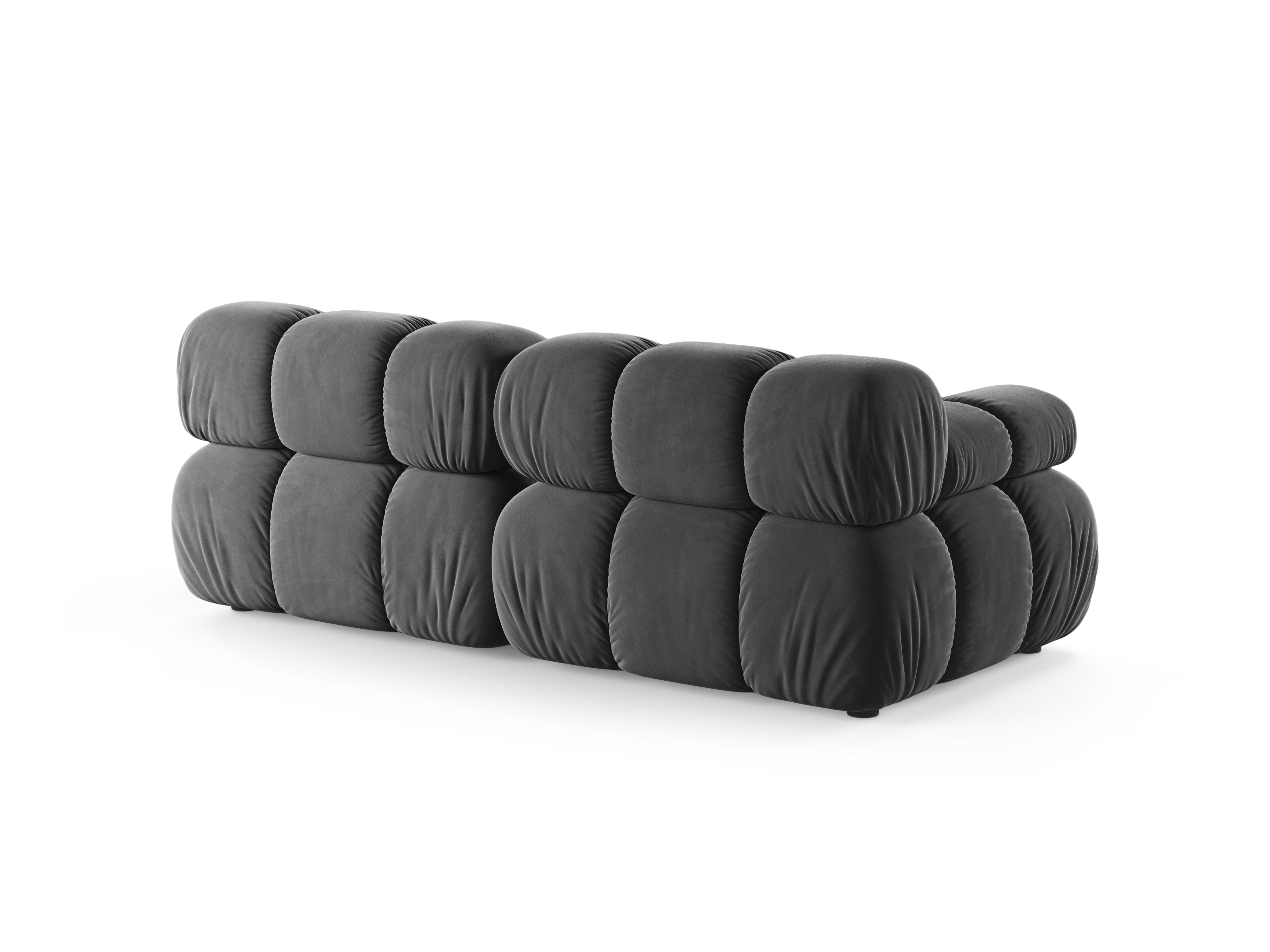 BELLIS Gray Velvet 2-Seater Modular Sofa