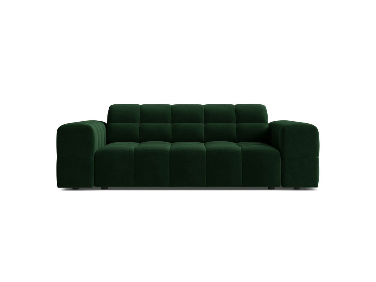 Sofa aksamitna 2-osobowa JENNIFER butelkowa zieleń Bluvel – Micadoni