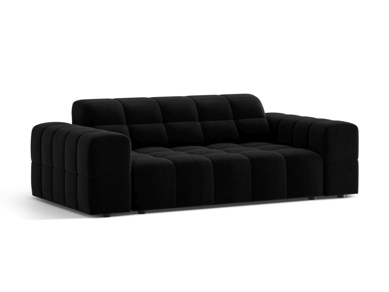 Sofa aksamitna 2-osobowa JENNIFER czarny Bluvel – ujęcie boczne