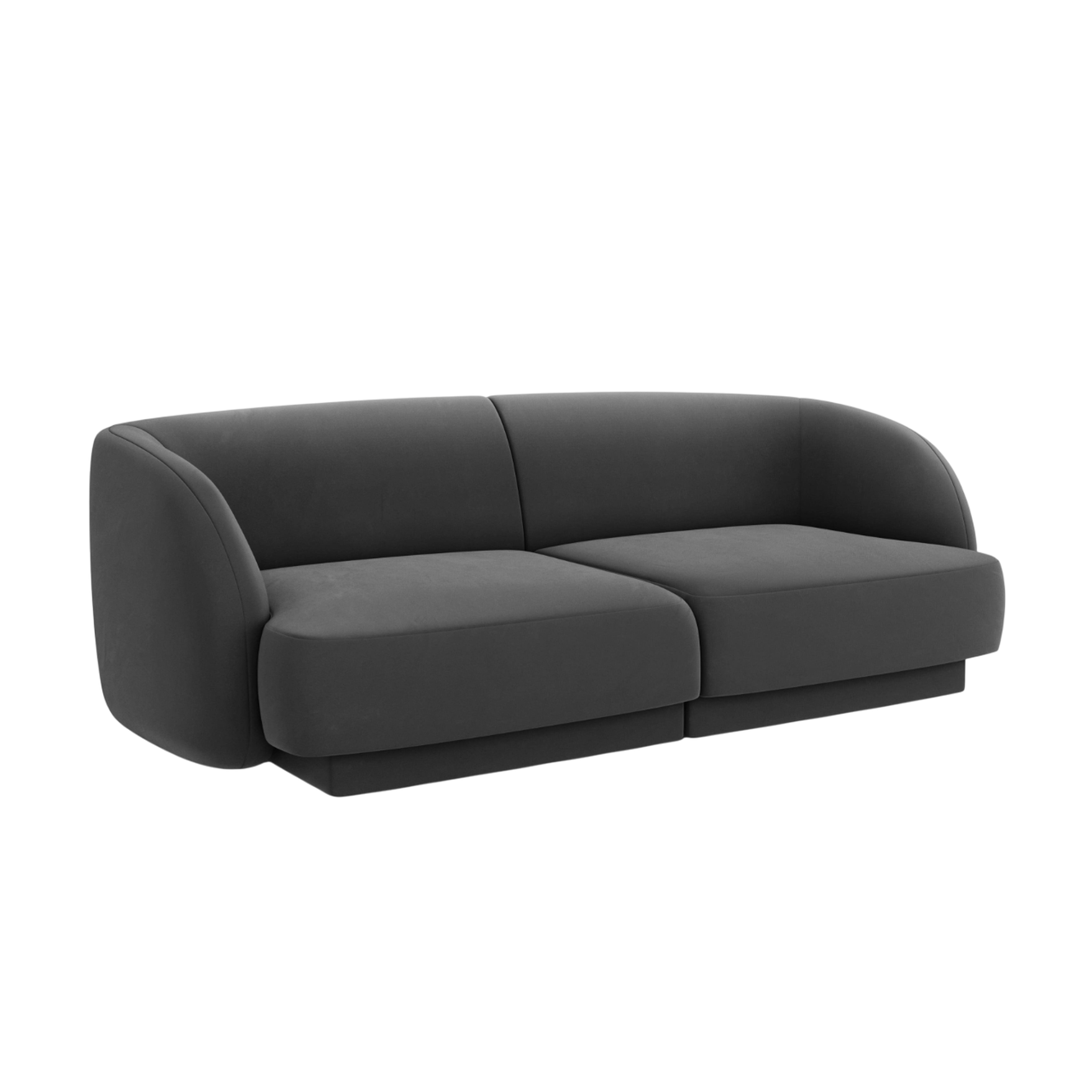 Velvet 2-Seater Sofa MILEY Dark Gray [Monika corrected]
