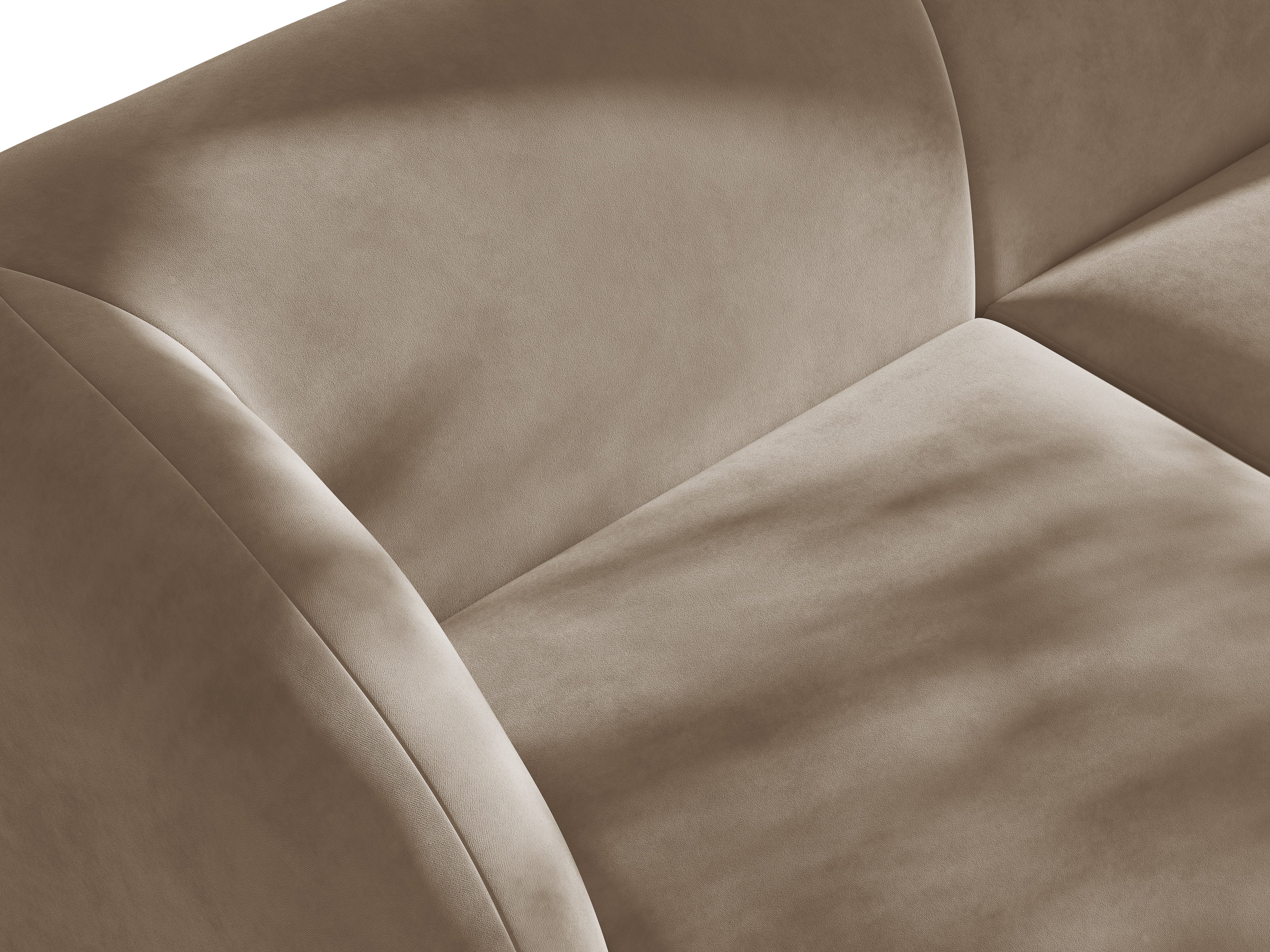 Sofa aksamitna 2-osobowa MILEY cappuccino z podłokietnikami