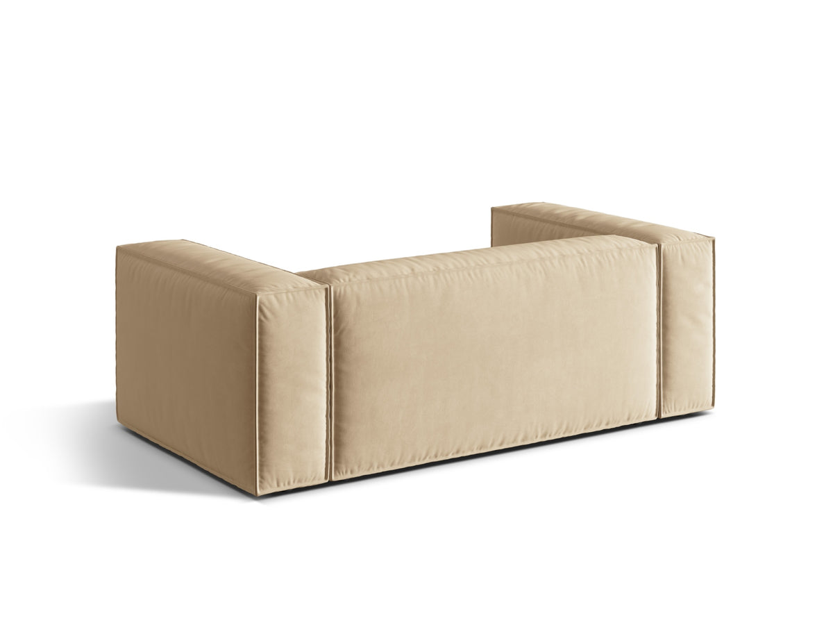 Sofa aksamitna 2-osobowa NURIA nude – ujęcie tylne