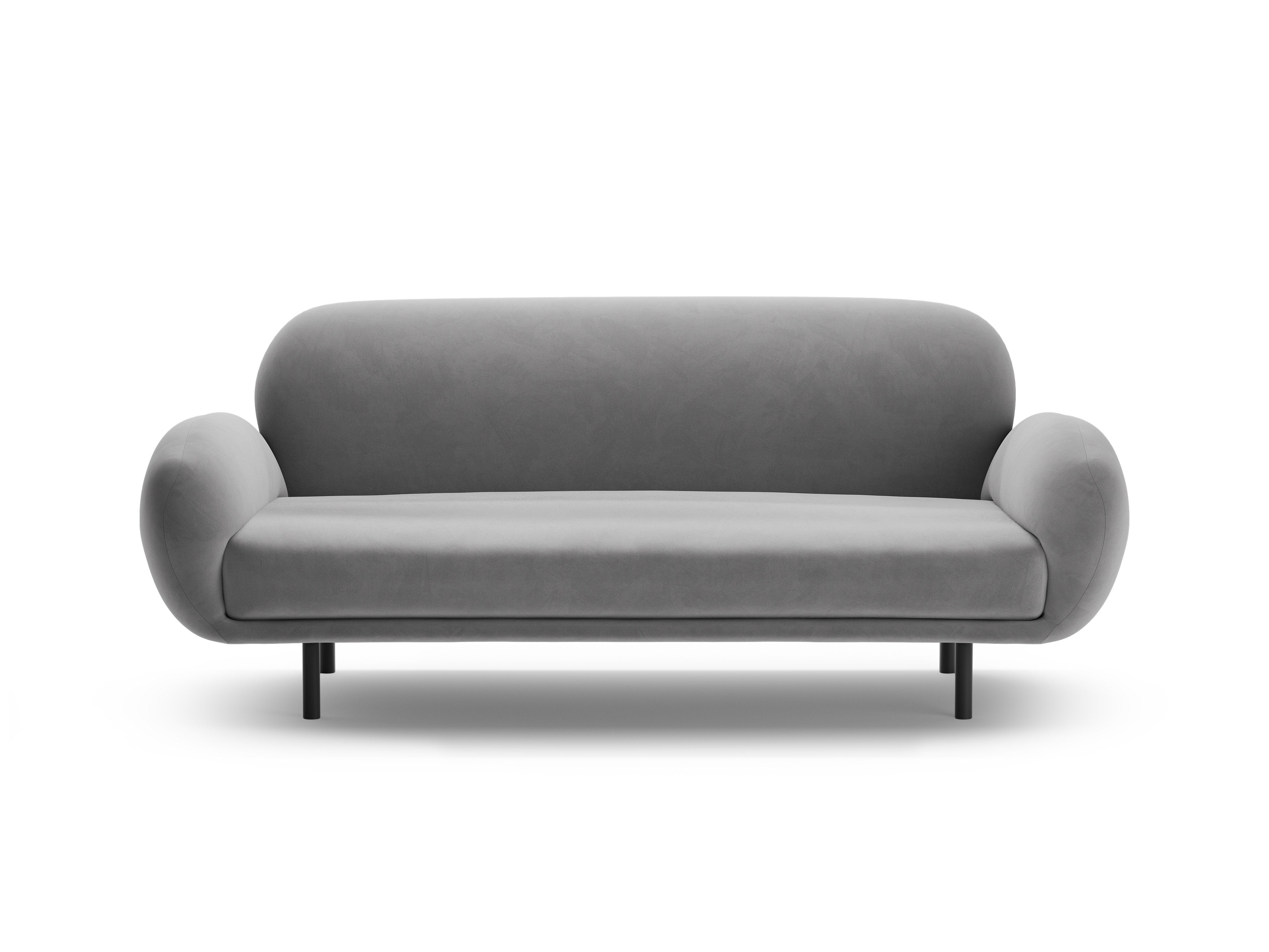 Velvet sofa 2.5-seater POPPY light gray