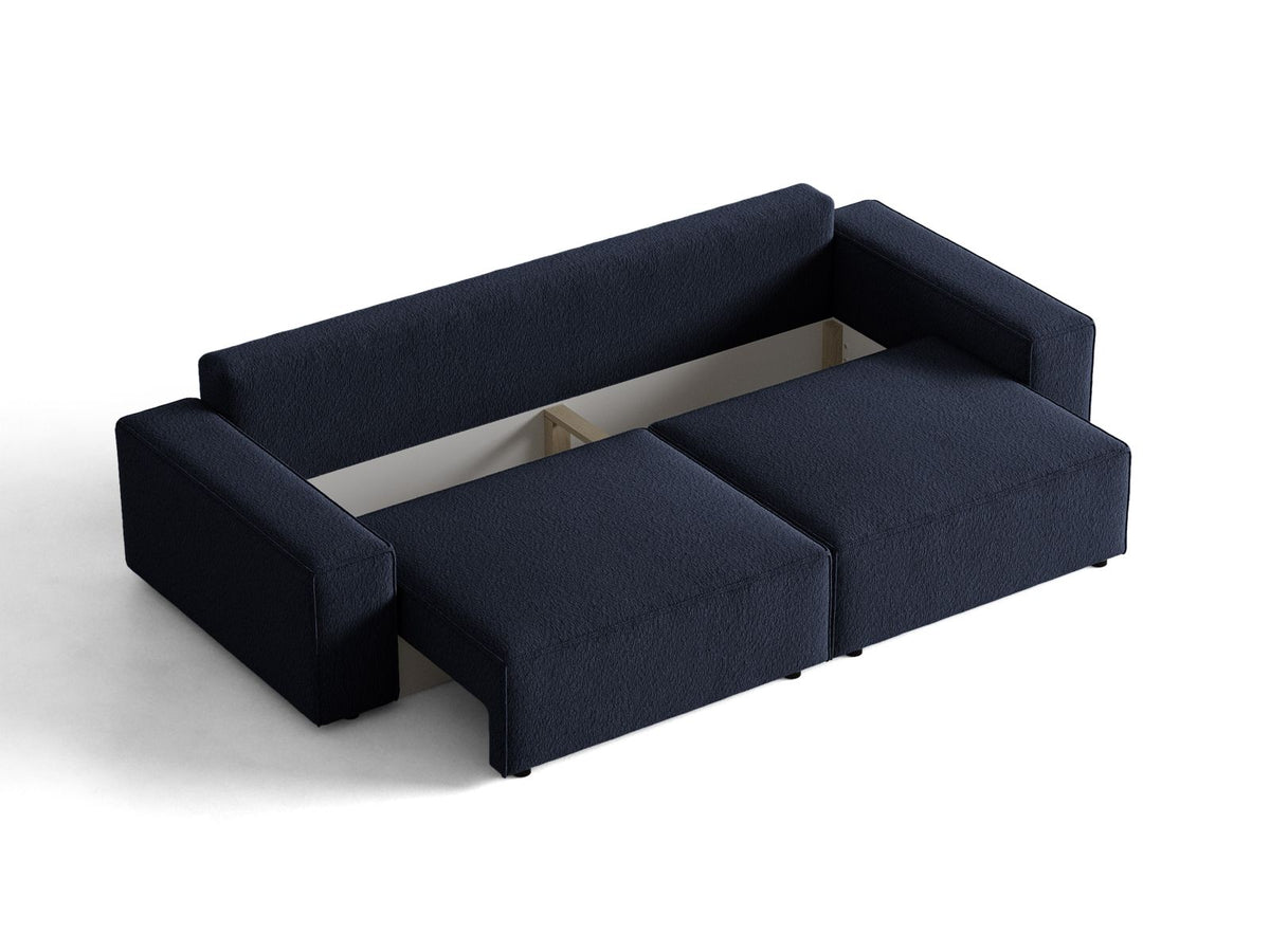 Sofa 3-osobowa z funkcją spania JODIE ciemny niebieski boucle – ujęcie 6