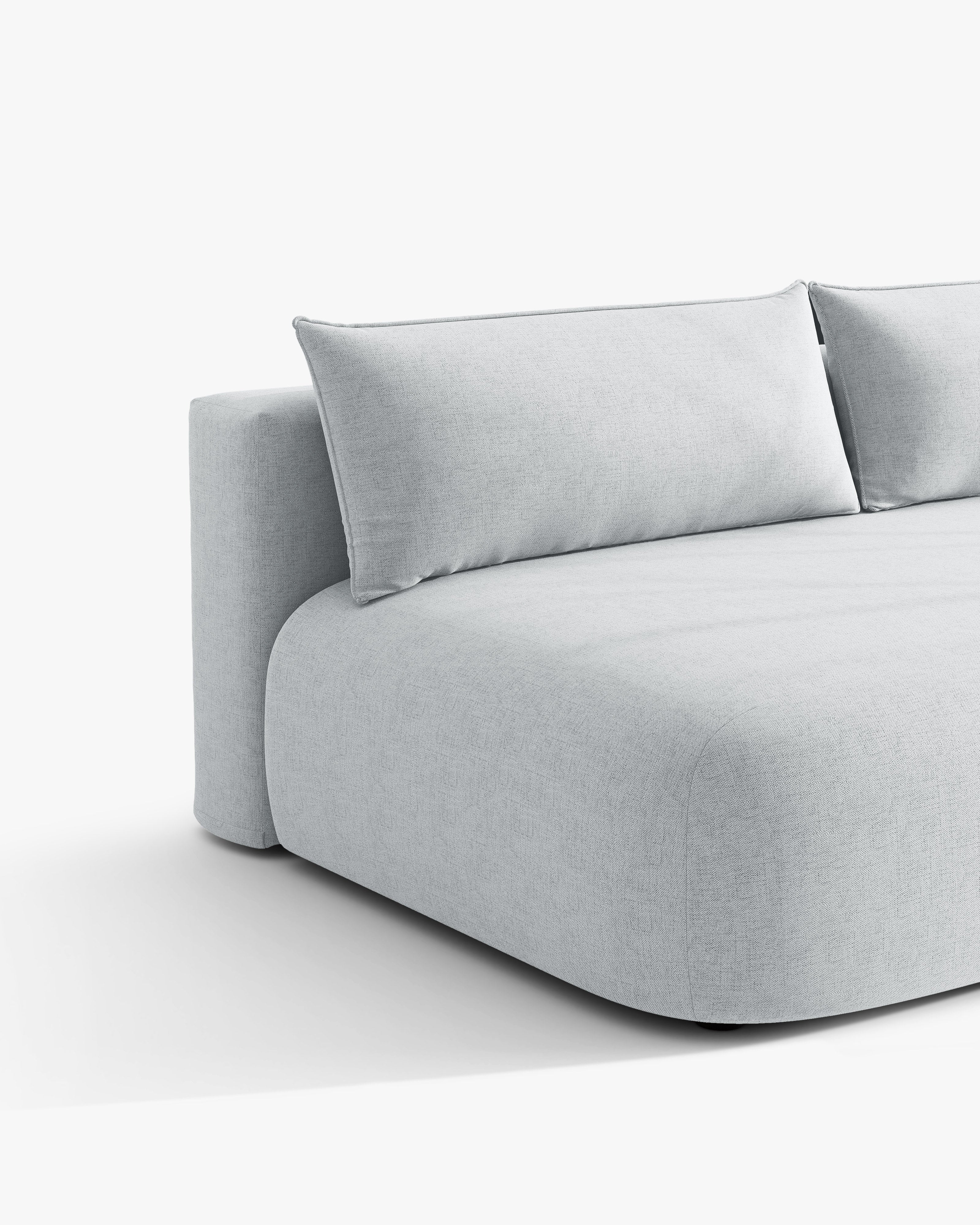 HENA Light Gray 3-Seater Sofa with Sleeping Function