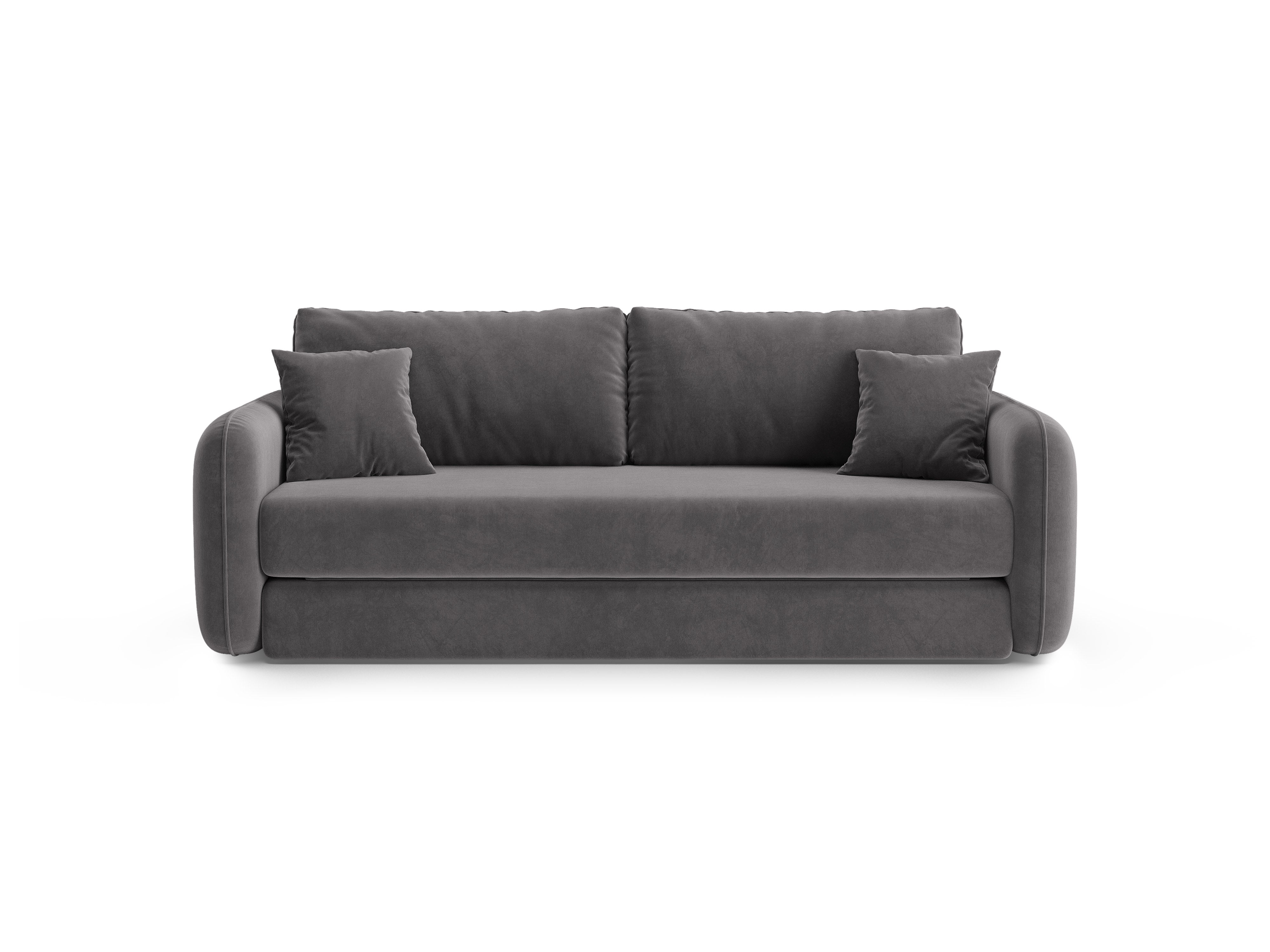 Dark Gray Velvet 3-Seater Sofa with Sleeping Function DORMI