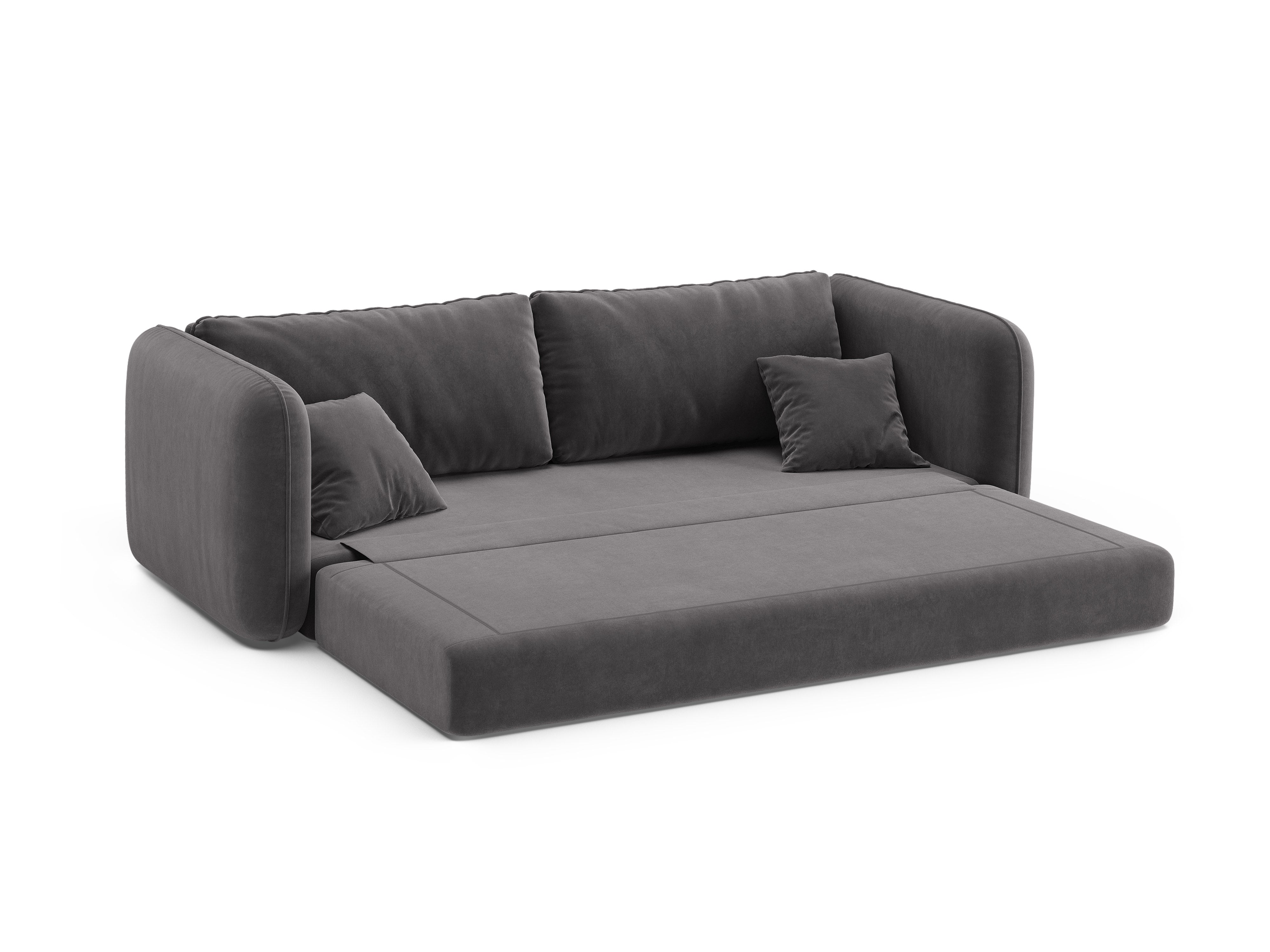 Dark Gray Velvet 3-Seater Sofa with Sleeping Function DORMI